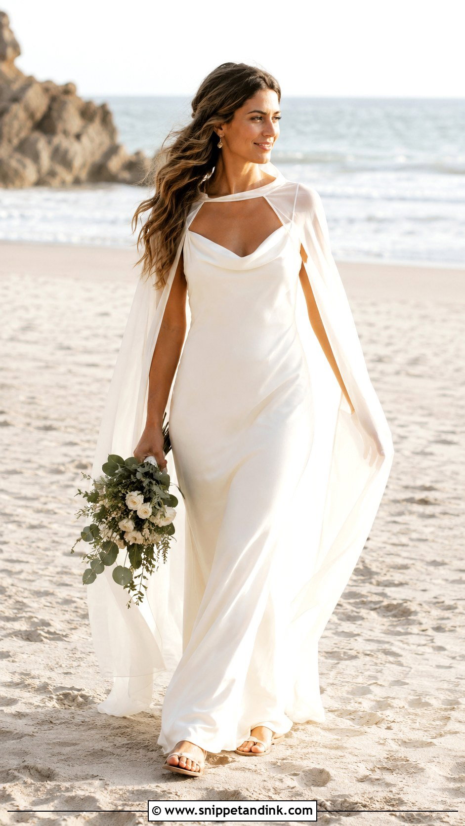 Beach Cape Wedding Dress - Snippet and Ink - 30 Cape Wedding Dress Ideas