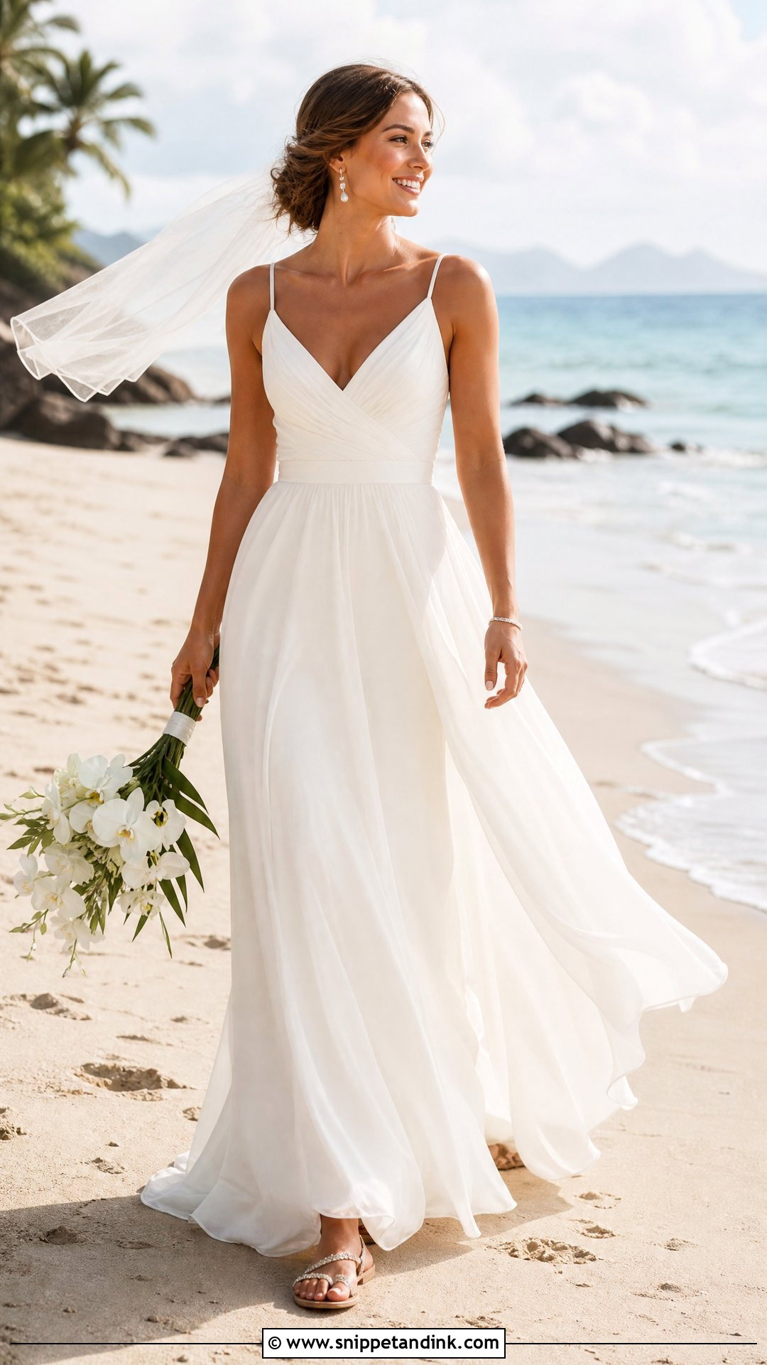 Beach Chiffon A Line Wedding Dress - Snippet and Ink - 25 Aline Wedding Dresses