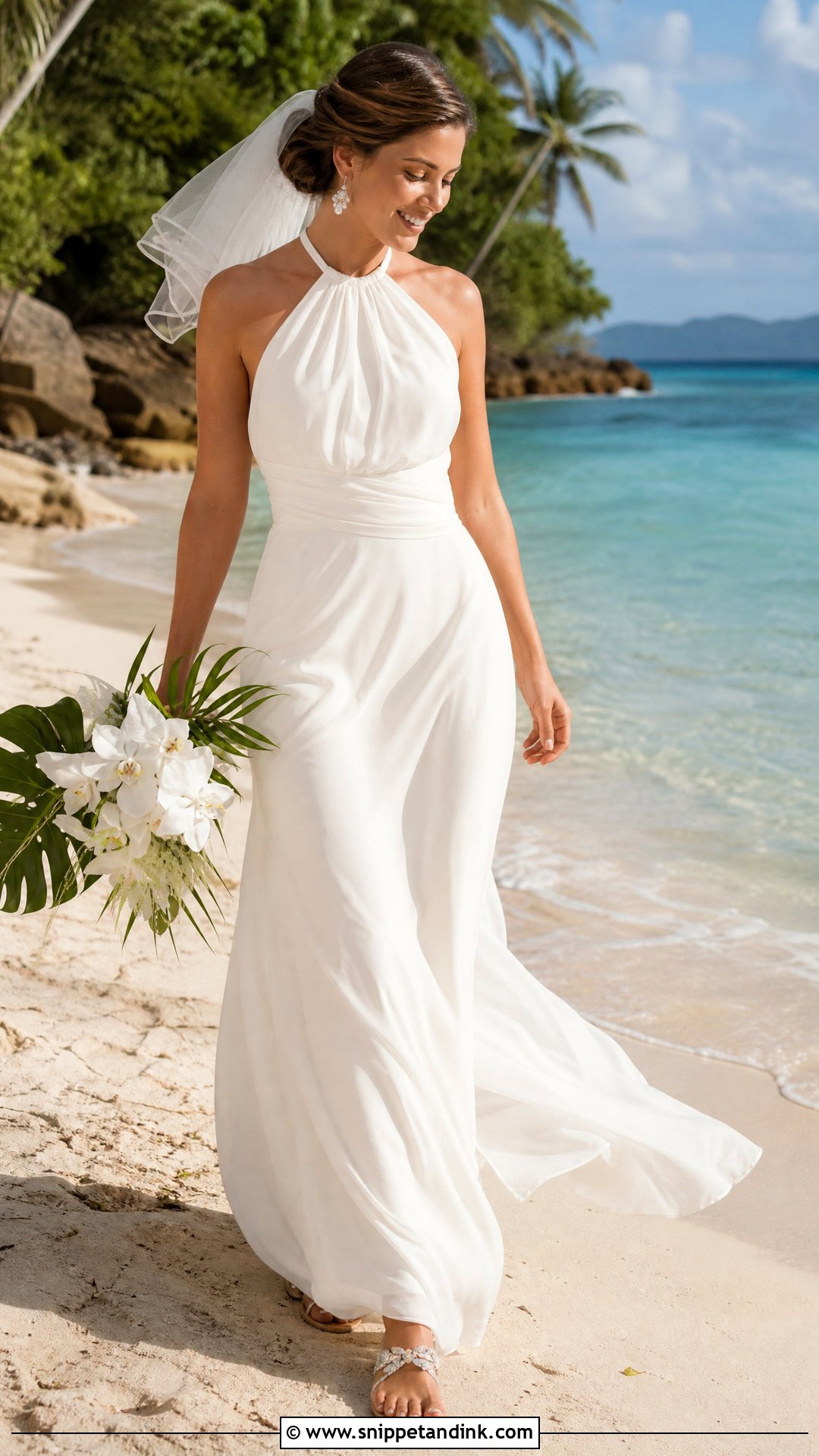Beach Chiffon Wedding Gown - Snippet and Ink - 20 Wedding Gown Aesthetic Ideas