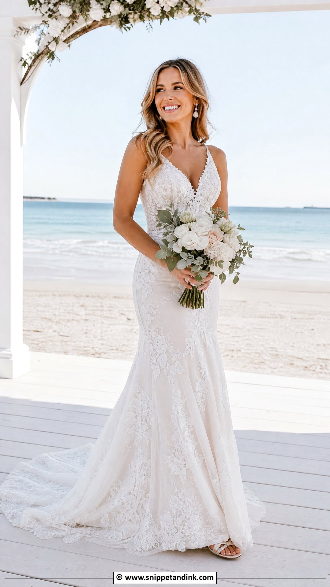 Beach Fit And Flare Wedding Dress - Snippet and Ink - 35 Fit and Flare Wedding Dress Ideas