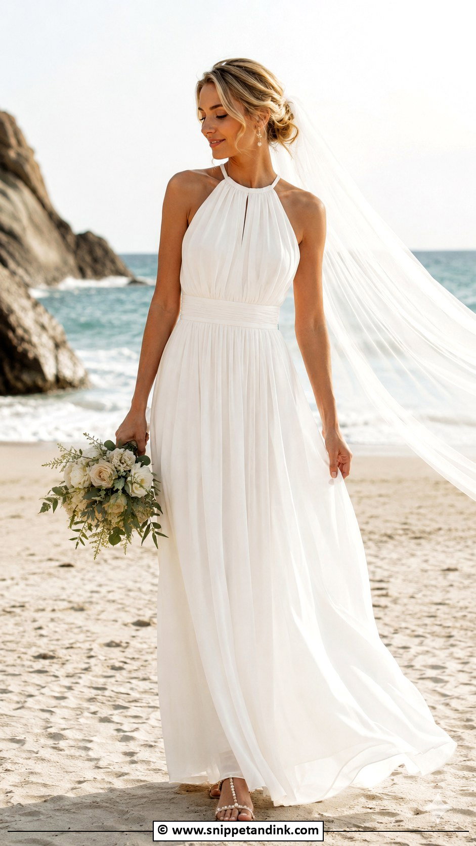 Beach Halter Neck Wedding Dress - Snippet and Ink - 30 Halter Neck Wedding Dress Ideas