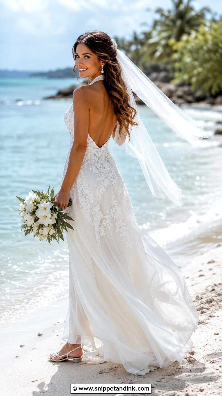 Beach Lace Halter Wedding Dress - Snippet and Ink - 20 Halter Neck Lace Wedding Dress Ideas
