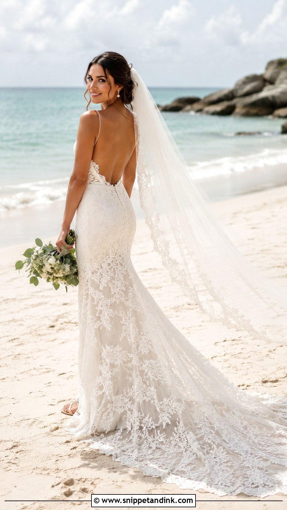 Beach Lace Mermaid Wedding Dress - Snippet and Ink - 30 Lace Mermaid Wedding Dress Ideas