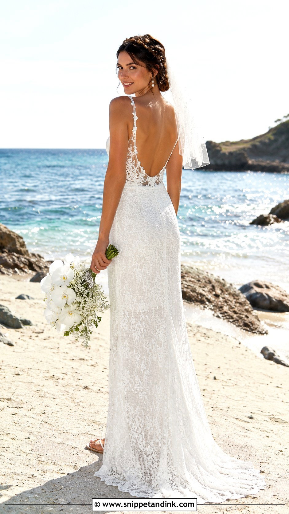Beach Lace Open Back Wedding Dress - Snippet and Ink - 20 Lace Open Back Wedding Dress Ideas