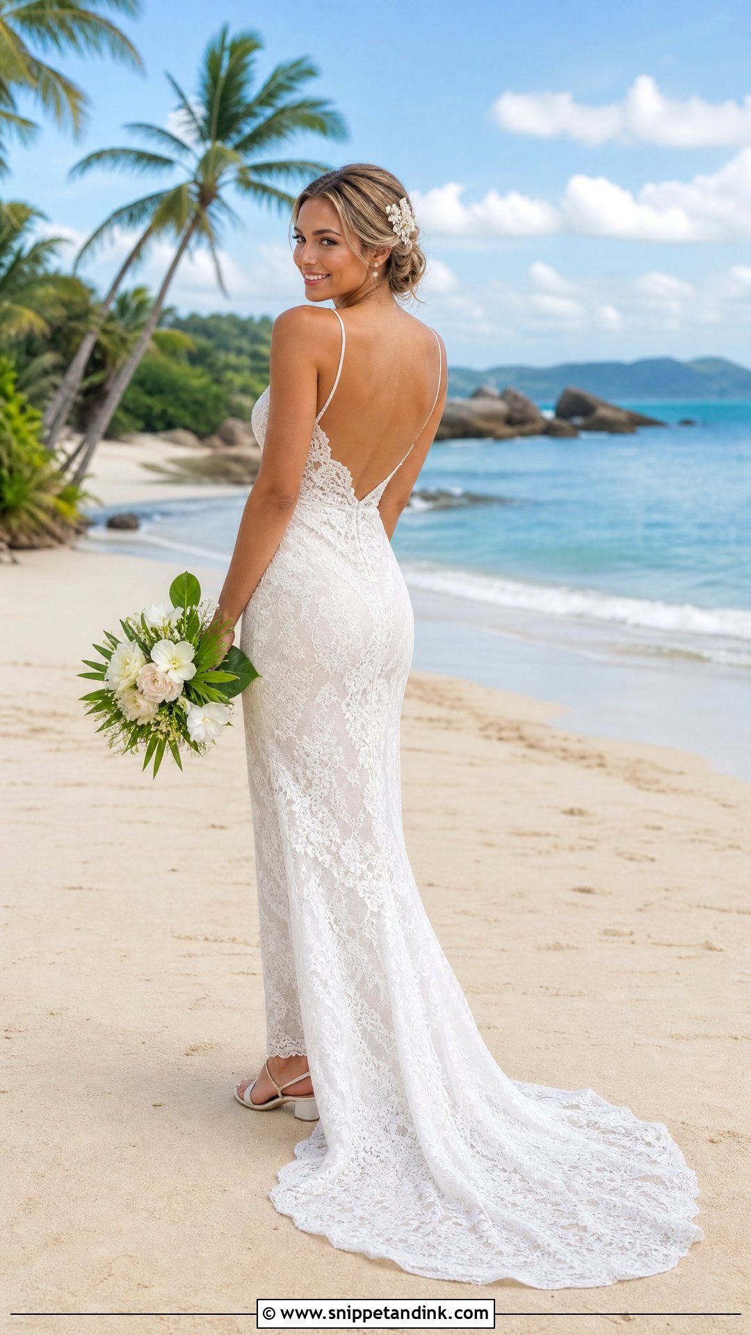 Beach Lace Sheath Wedding Dress - Snippet and Ink - 20 Lace Sheath Wedding Dress Ideas
