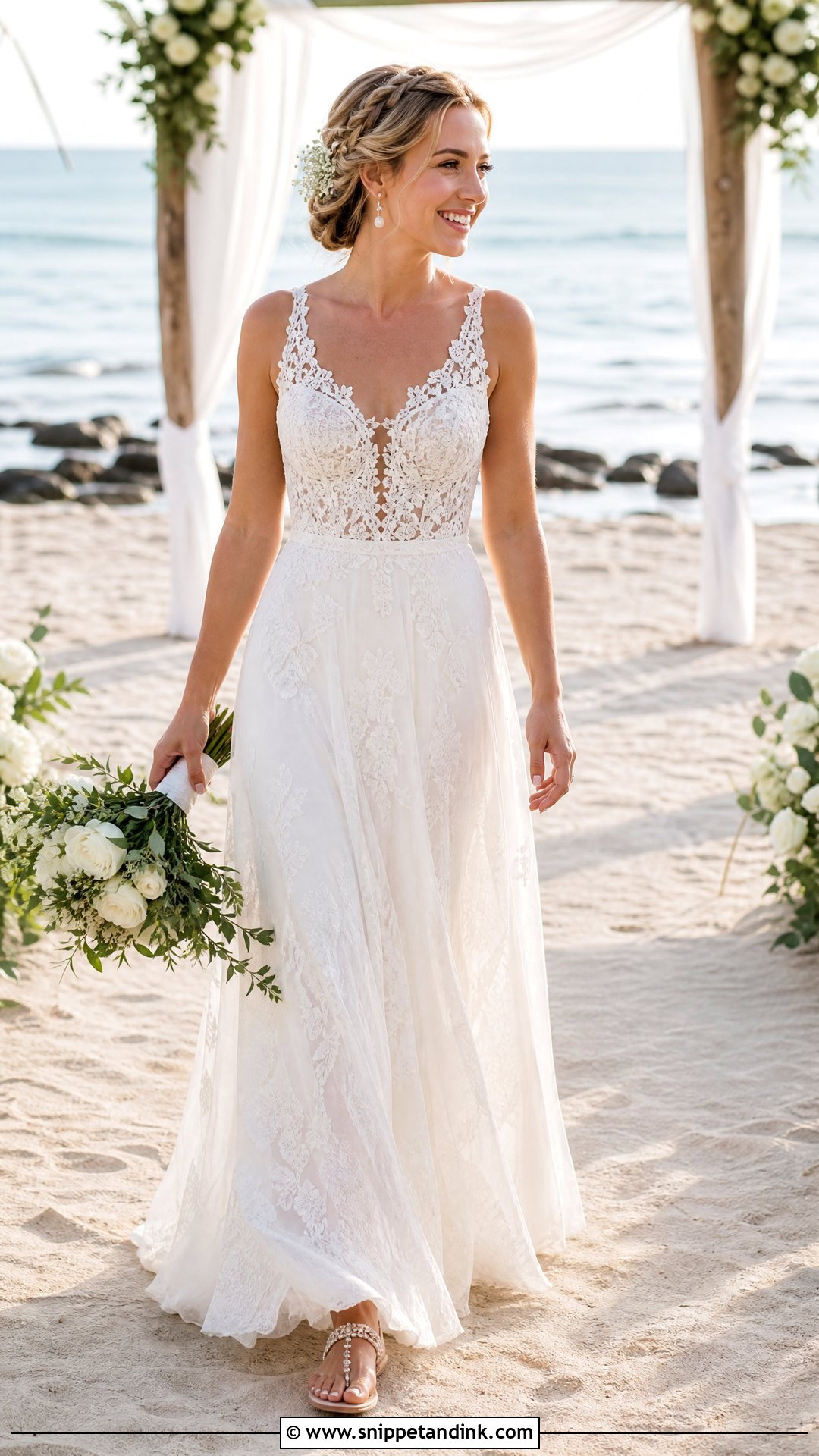 Beach Lace Wedding Dress - Snippet and Ink - 20 Flowy Lace Wedding Dress Ideas