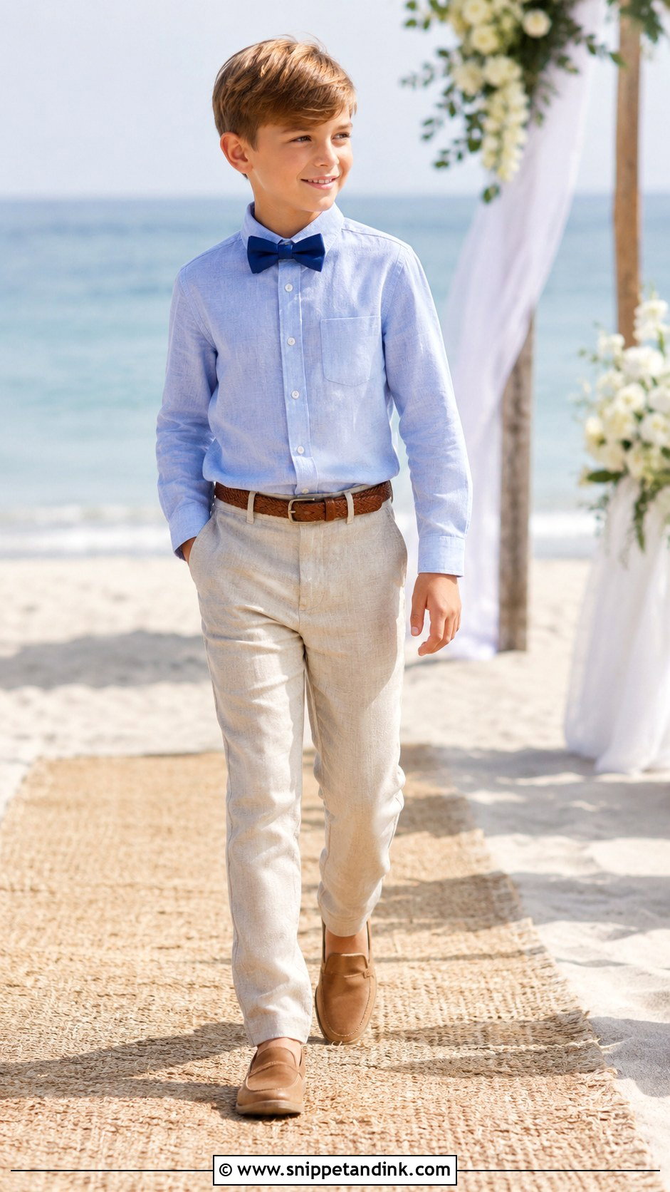 Beach Linen Shirt Boys Wedding Outfit - Snippet and Ink - 20 Boys Wedding Outfits