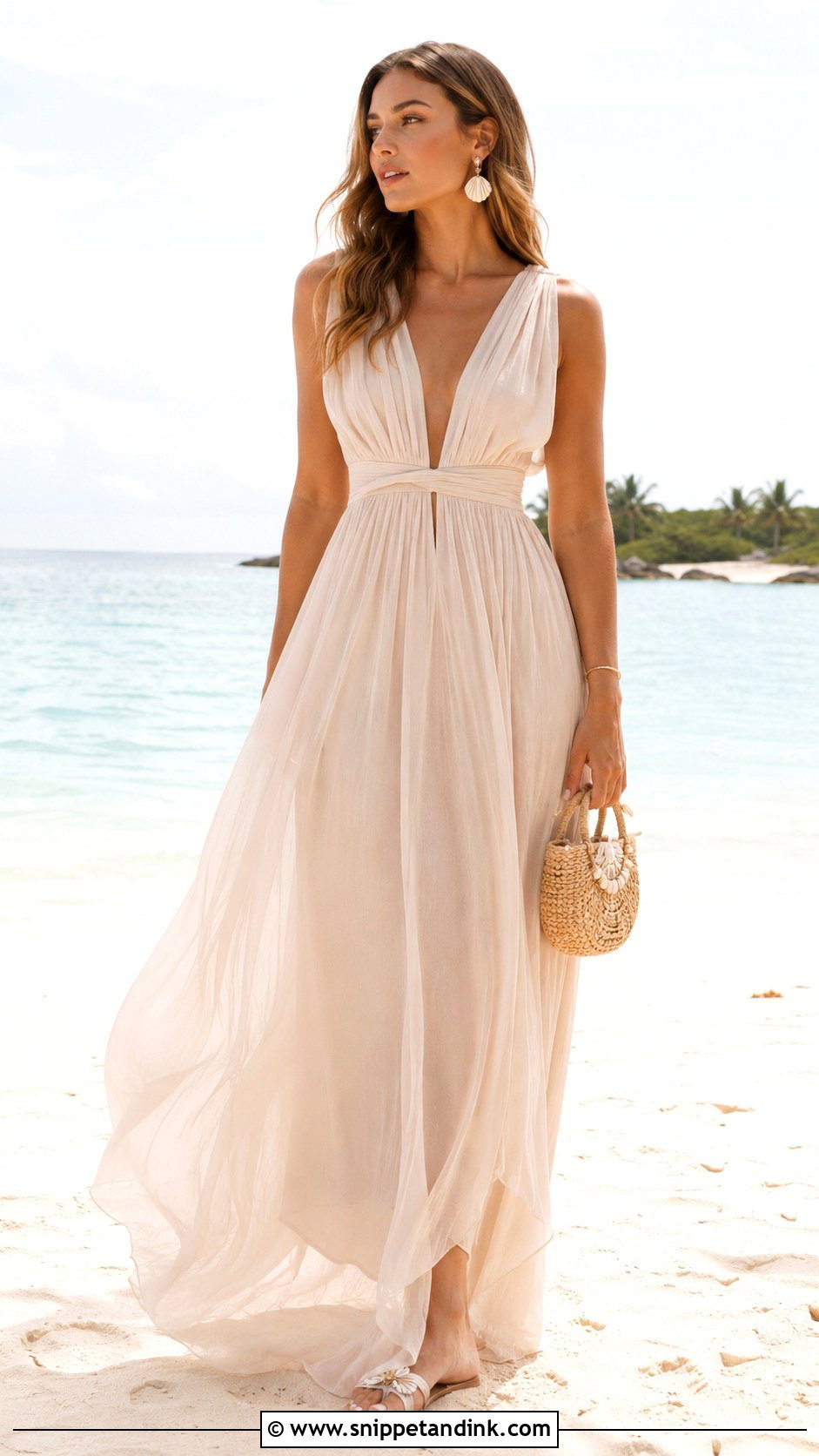 Beach Marriage Outfit With Chiffon Maxi Dress - Snippet and Ink - 25 Marriage Outfit Ideas
