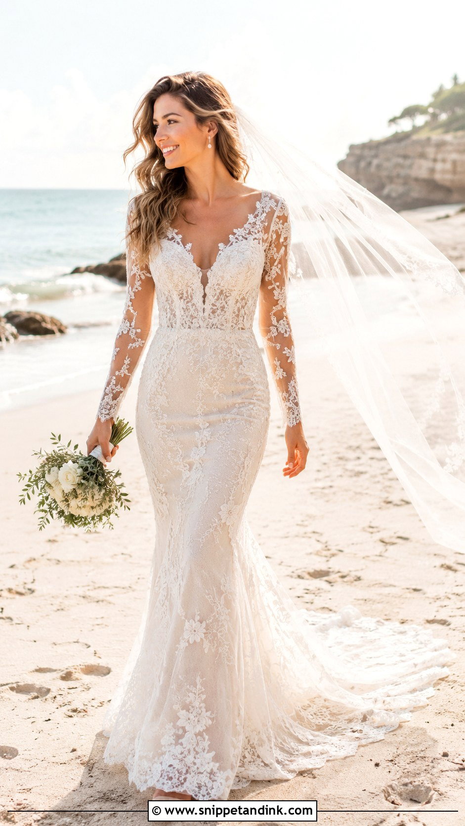 Beach Mermaid Wedding Dress With Sleeves - Snippet and Ink - 30 Mermaid Wedding Dress with Sleeves