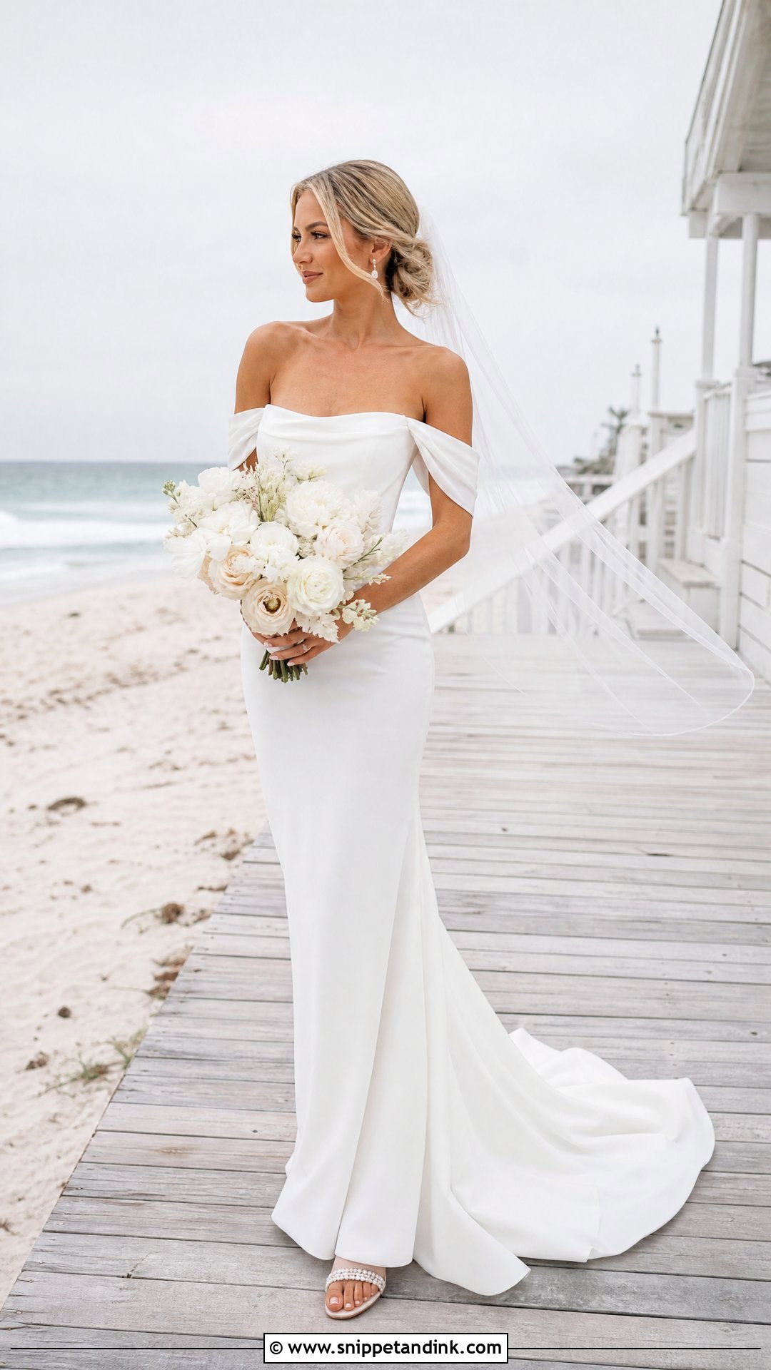 Beach Off the Shoulder Mermaid Wedding Dress - Snippet and Ink - 20 Off the Shoulder Mermaid Wedding Dress Ideas