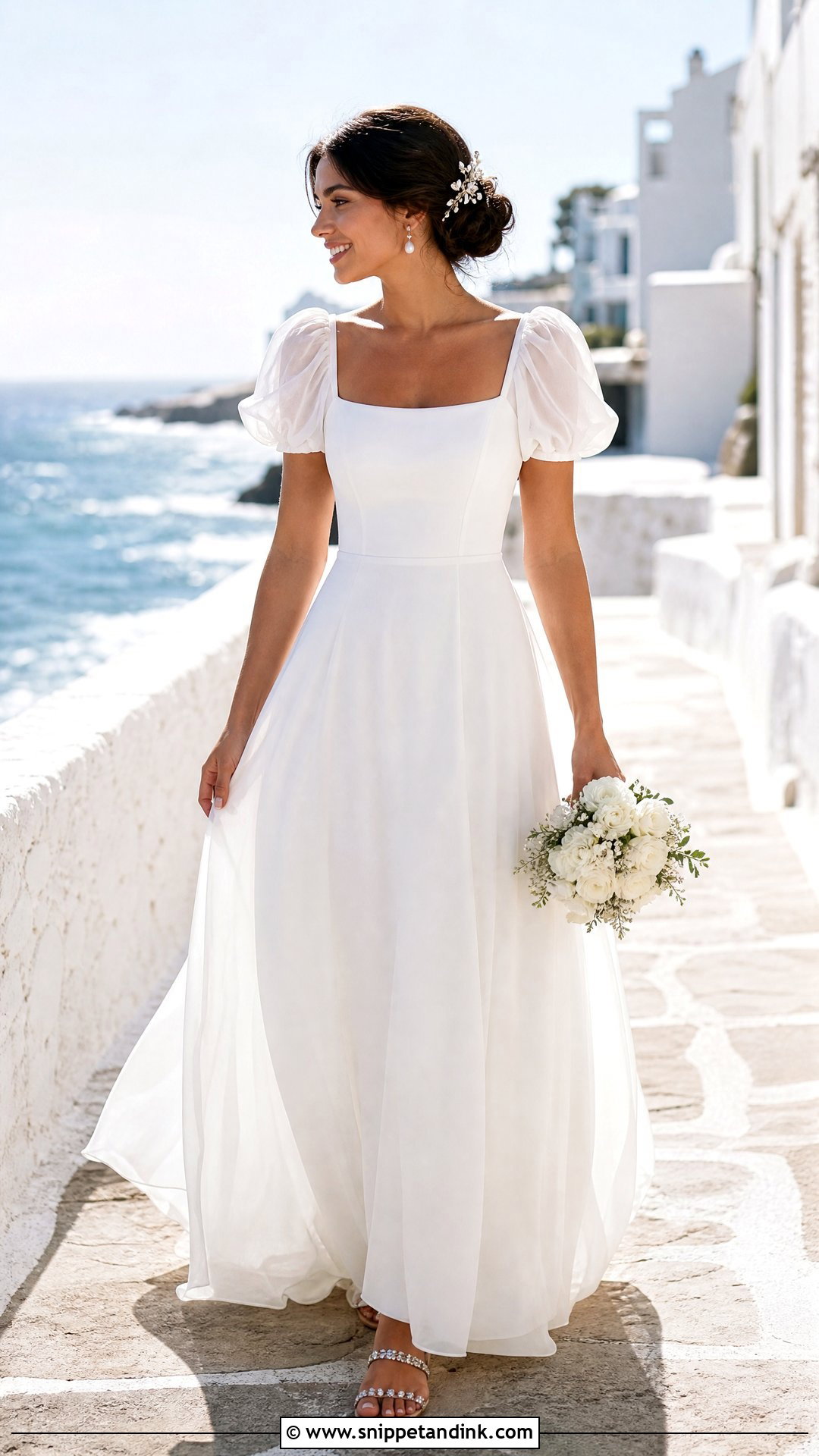 Beach Puff Sleeve Wedding Dress - Snippet and Ink - 20 Wedding Dress Puff Sleeves