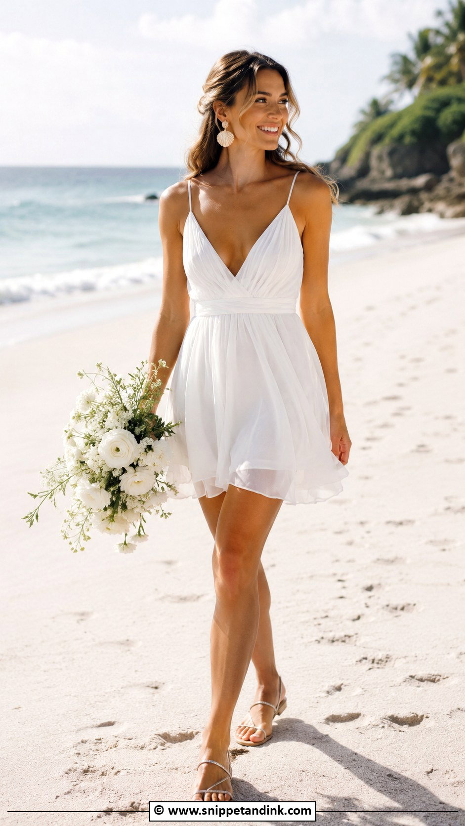 Beach Short Wedding Dress With Flat Sandals - Snippet and Ink - 35 Short Wedding Dress Ideas
