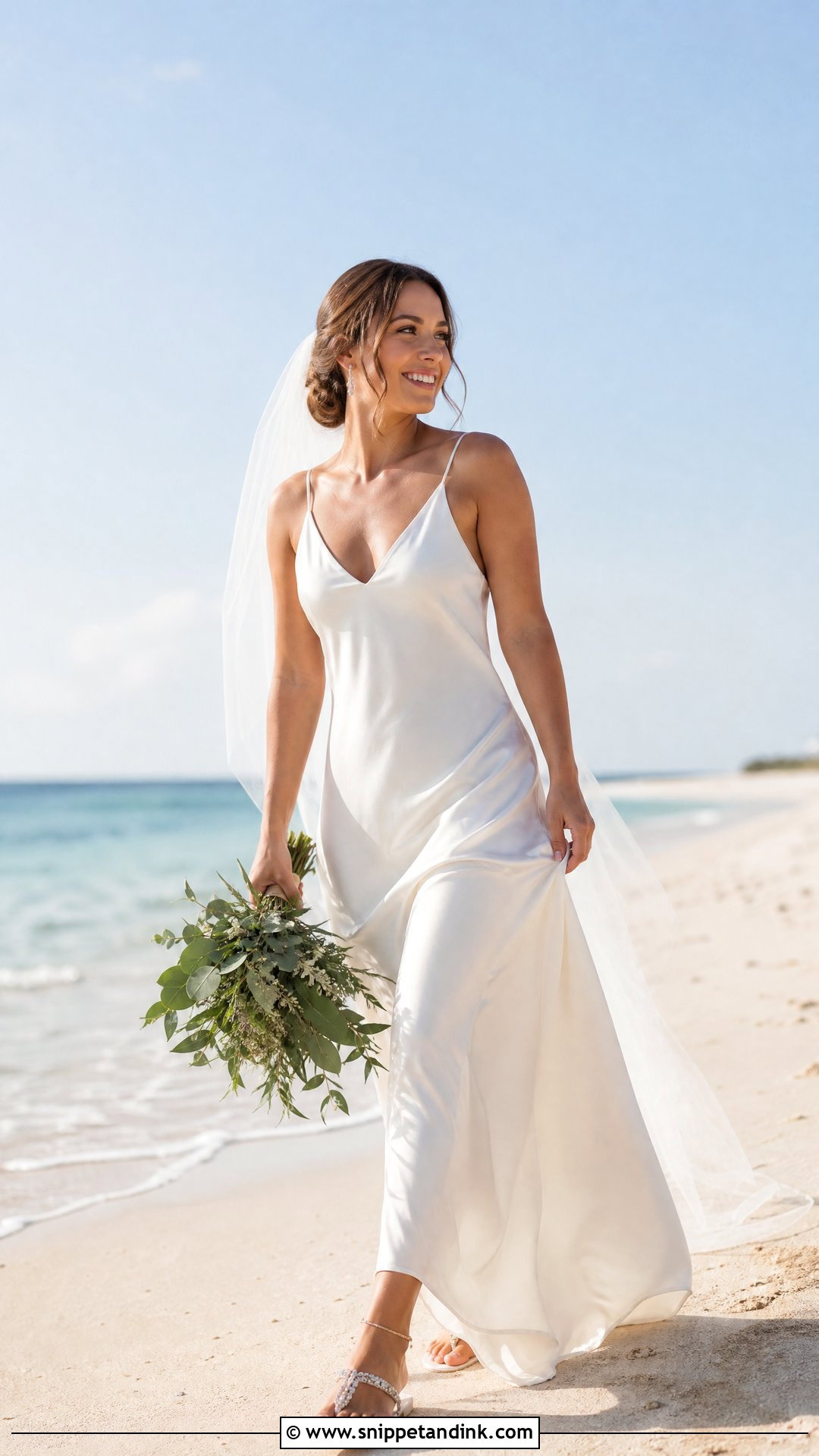 Beach Slip Wedding Dress Outfit - Snippet and Ink - 20 Outfit for Bride Ideas