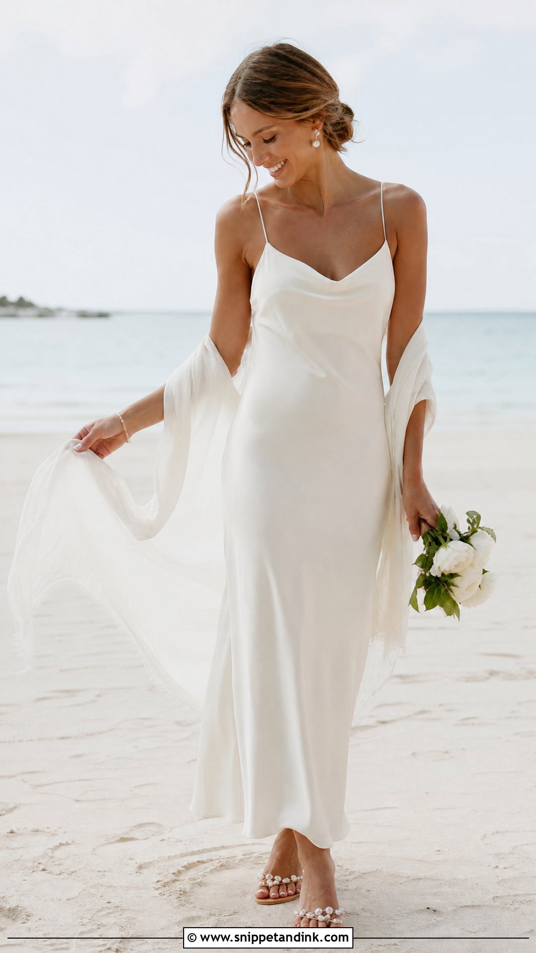 Beach Slip Wedding Dress With Flat Sandals - Snippet and Ink - 20 Second Marriage Wedding Dresses