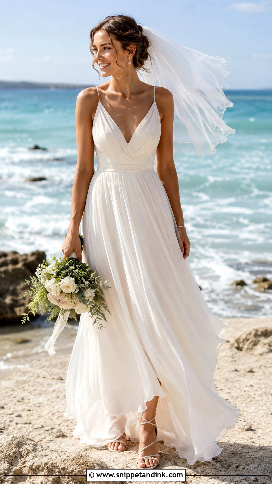 Beach Wedding Chiffon Dress - Snippet and Ink - 25 Beachy Wedding Dress Ideas