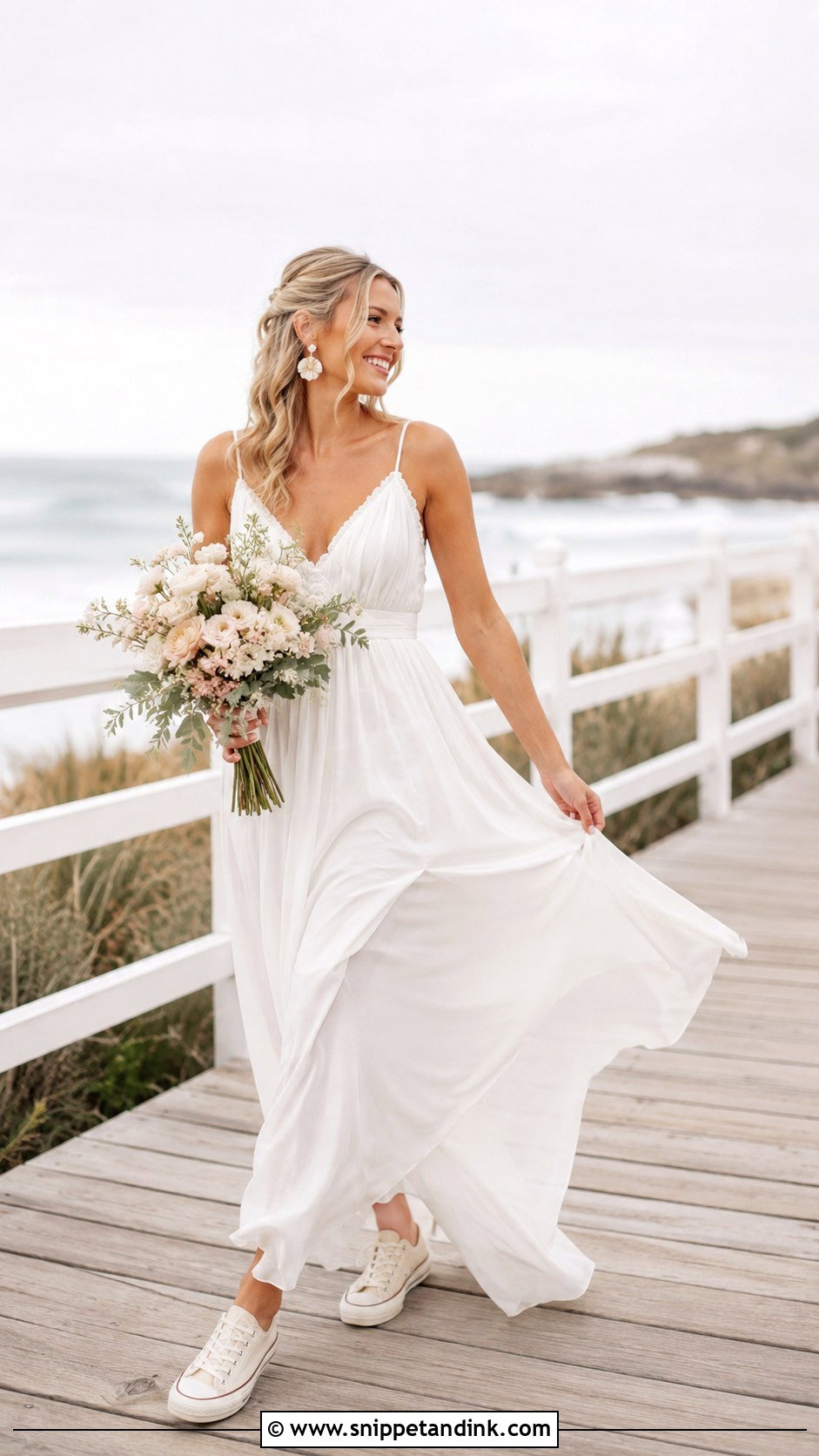 Beach Wedding Converse With A Flowy Dress - Snippet and Ink - 30 Wedding Converse Ideas