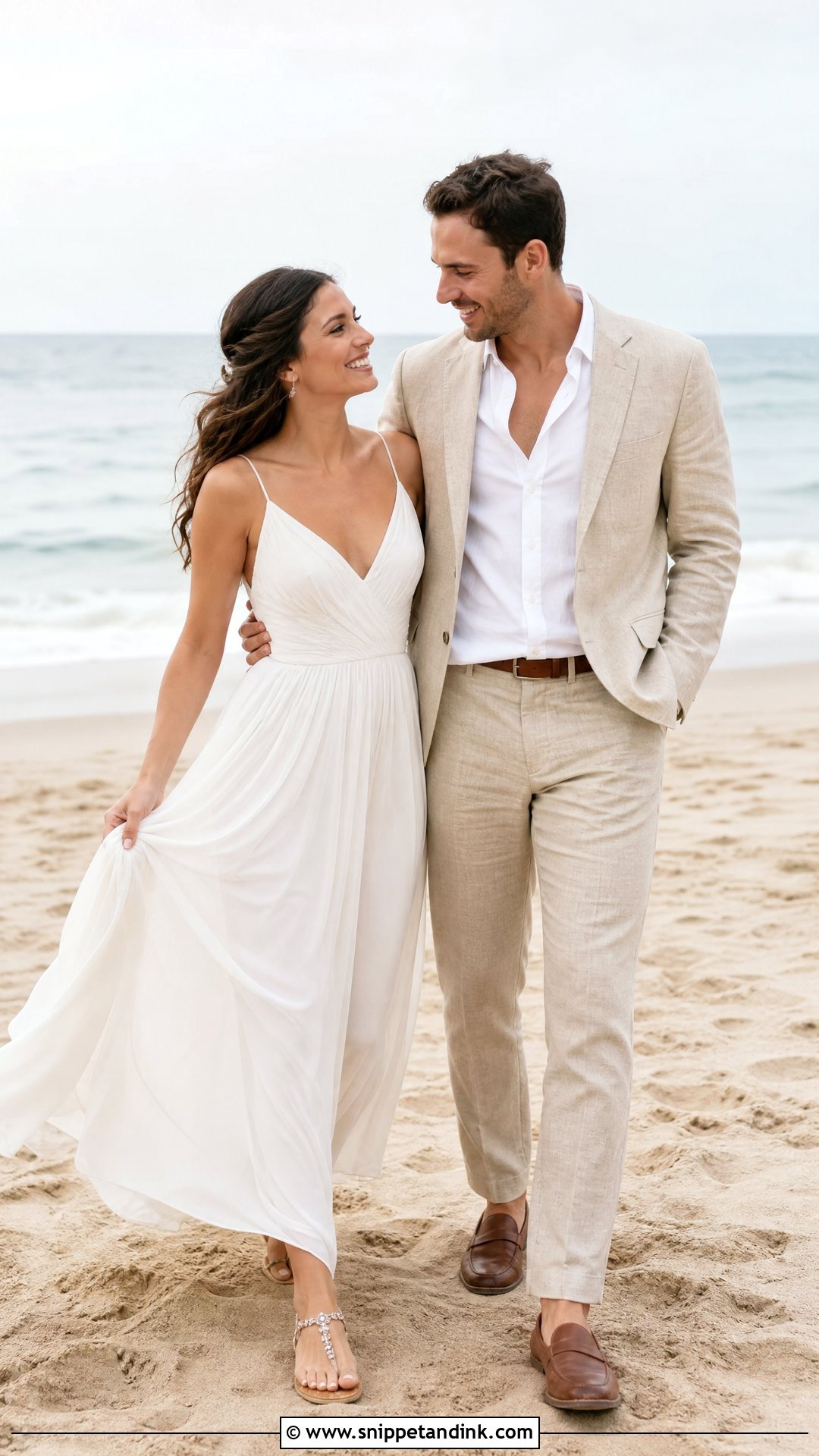 Beach Wedding Dress And Linen Suit Outfit - Snippet and Ink - 25 Wedding Outfits for Couples