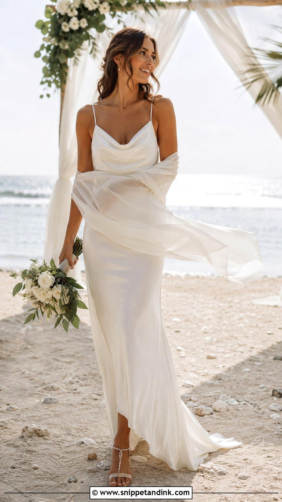 Beach Wedding Dress With Chiffon Scarf - Snippet and Ink - 30 Wedding Dress with Scarf Ideas
