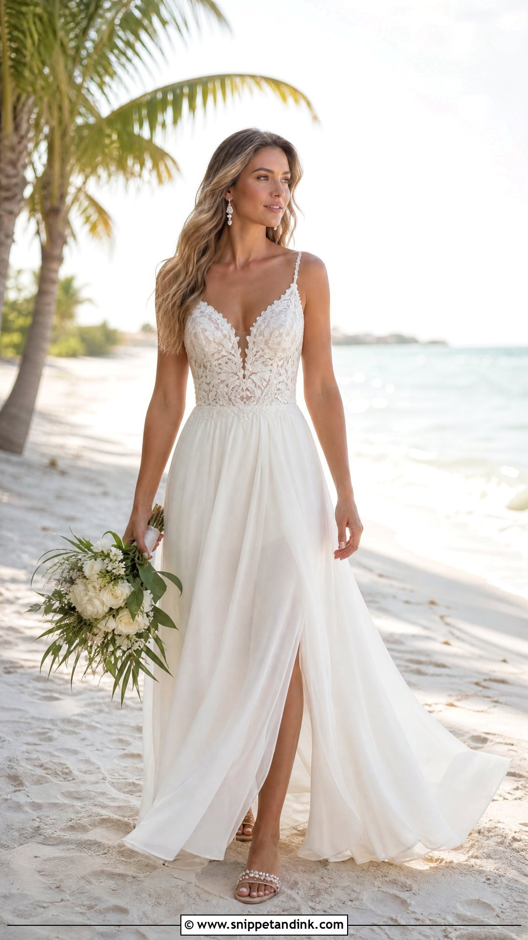 Beach Wedding Dress With Chiffon Skirt - Snippet and Ink - 25 Tropical Wedding Dress Ideas
