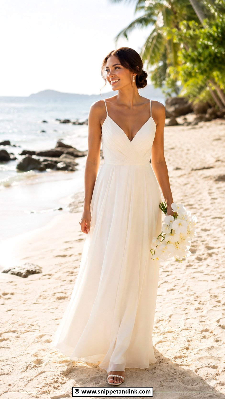 Beach Wedding Dress With Chiffon Skirt - Snippet and Ink - 30 Destination Wedding Dress Ideas