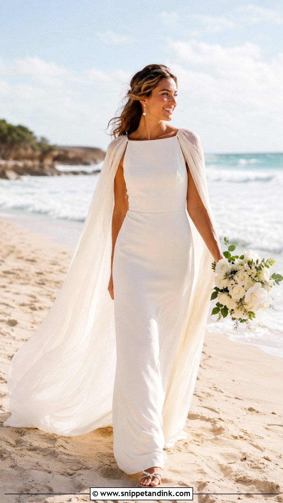 Beach Wedding Dress With Detachable Cape - Snippet and Ink - 25 2 in 1 Convertible Wedding Dresses