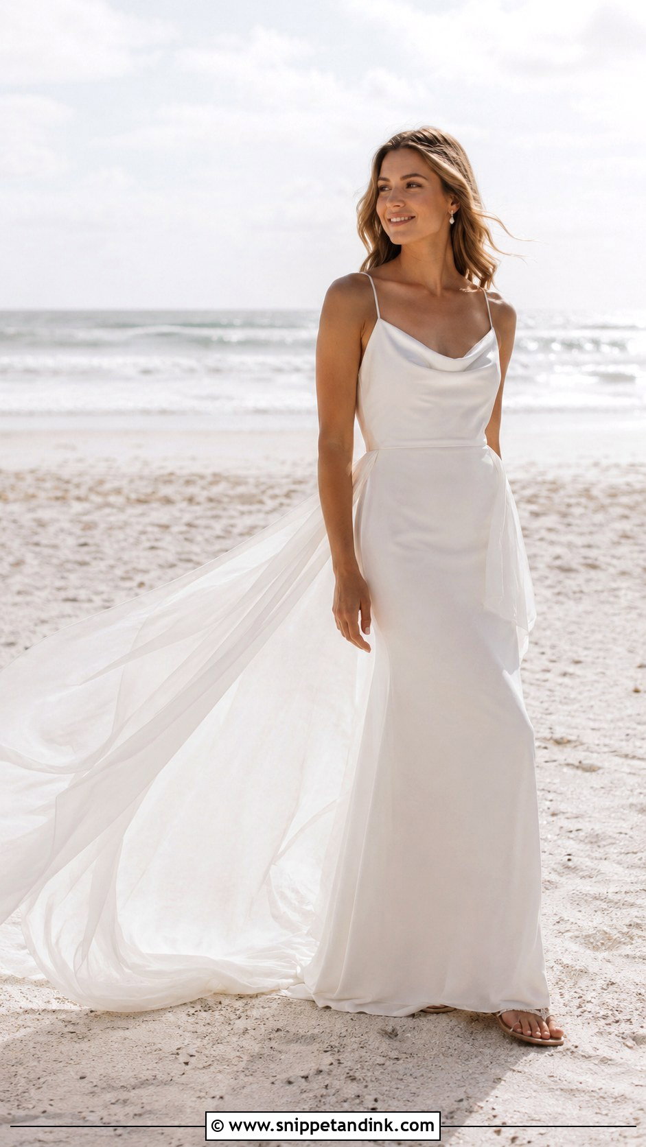 Beach Wedding Dress With Detachable Chiffon Train - Snippet and Ink - 25 Two in One Wedding Dress Ideas