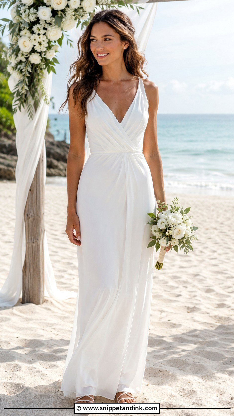 Beach Wedding Dress With Flat Sandals - Snippet and Ink - 25 Wedding Dress Style Ideas