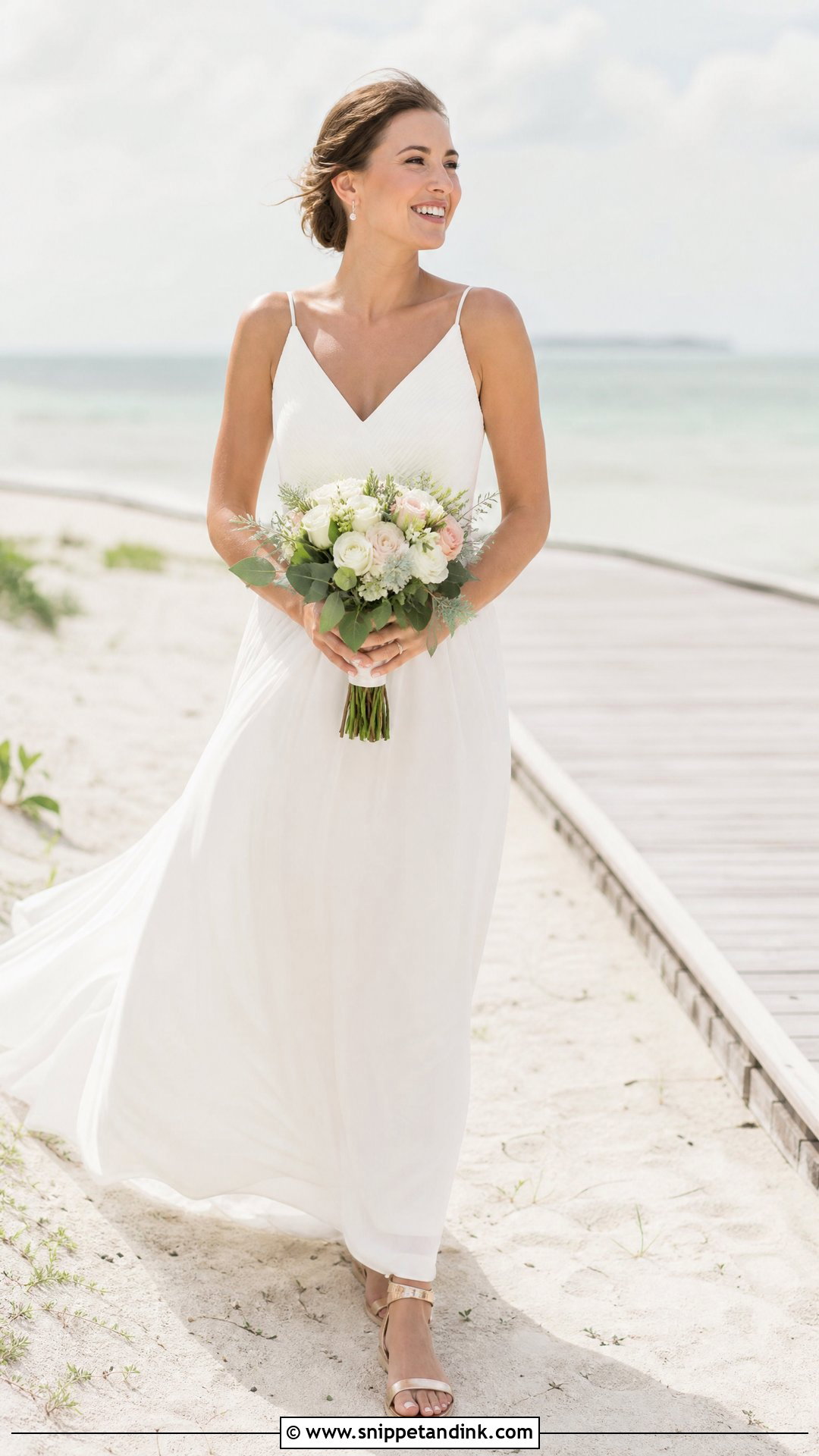 Beach Wedding Dress With Flat Sandals - Snippet and Ink - 25 Wedding Footwear Ideas
