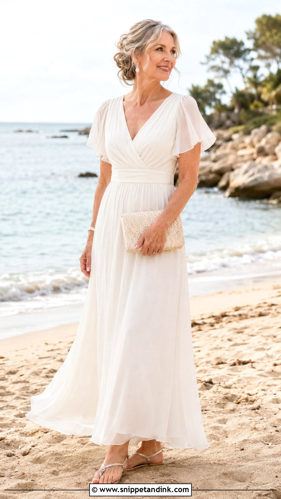 Beach Wedding Dress With Flat Sandals - Snippet and Ink - 20 Casual Wedding Dress for Second Marriage Older Bride Ideas
