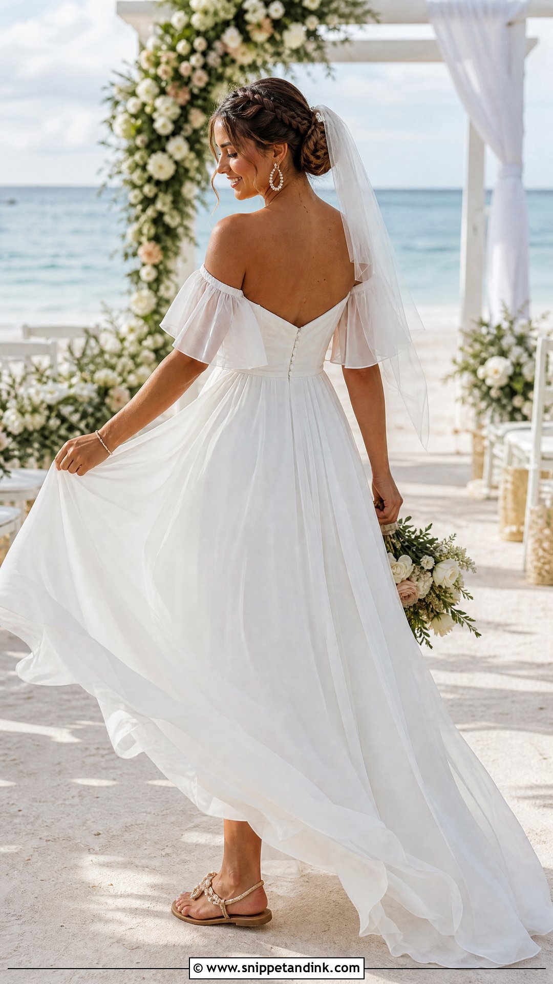 Beach Wedding Dress With Flutter Sleeves - Snippet and Ink - 20 Wedding Dresses Off the Shoulder Sleeves