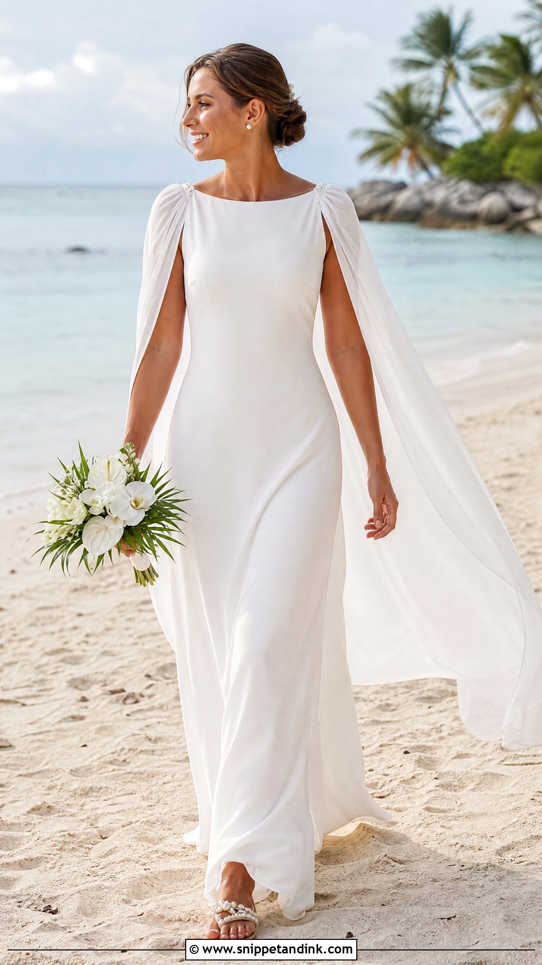 Beach Wedding Dress With Lightweight Cape - Snippet and Ink - 20 Wedding Dress with a Cape Ideas