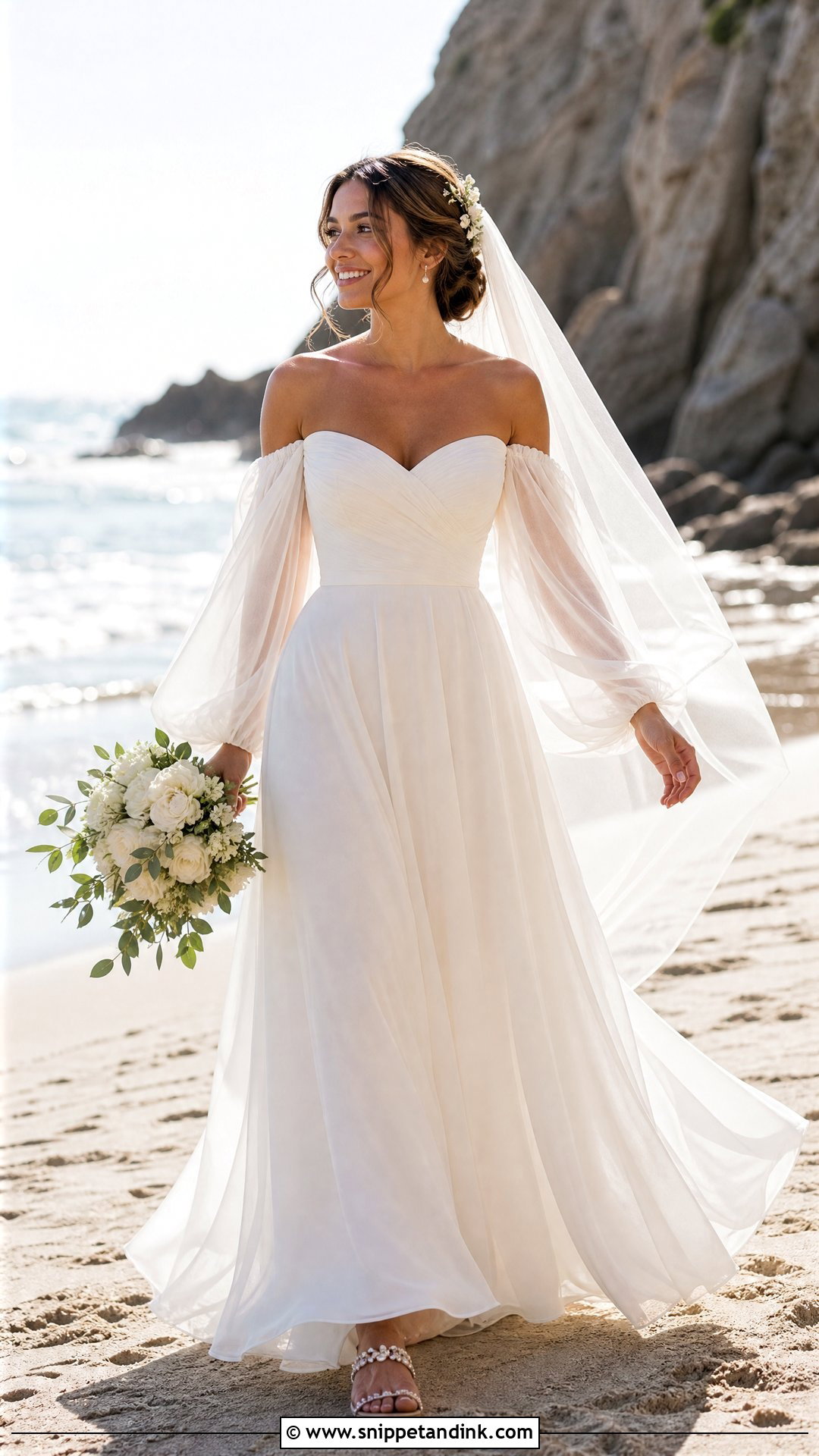Beach Wedding Dress With Removable Chiffon Sleeves - Snippet and Ink - 20 Wedding Dress with Removable Sleeves