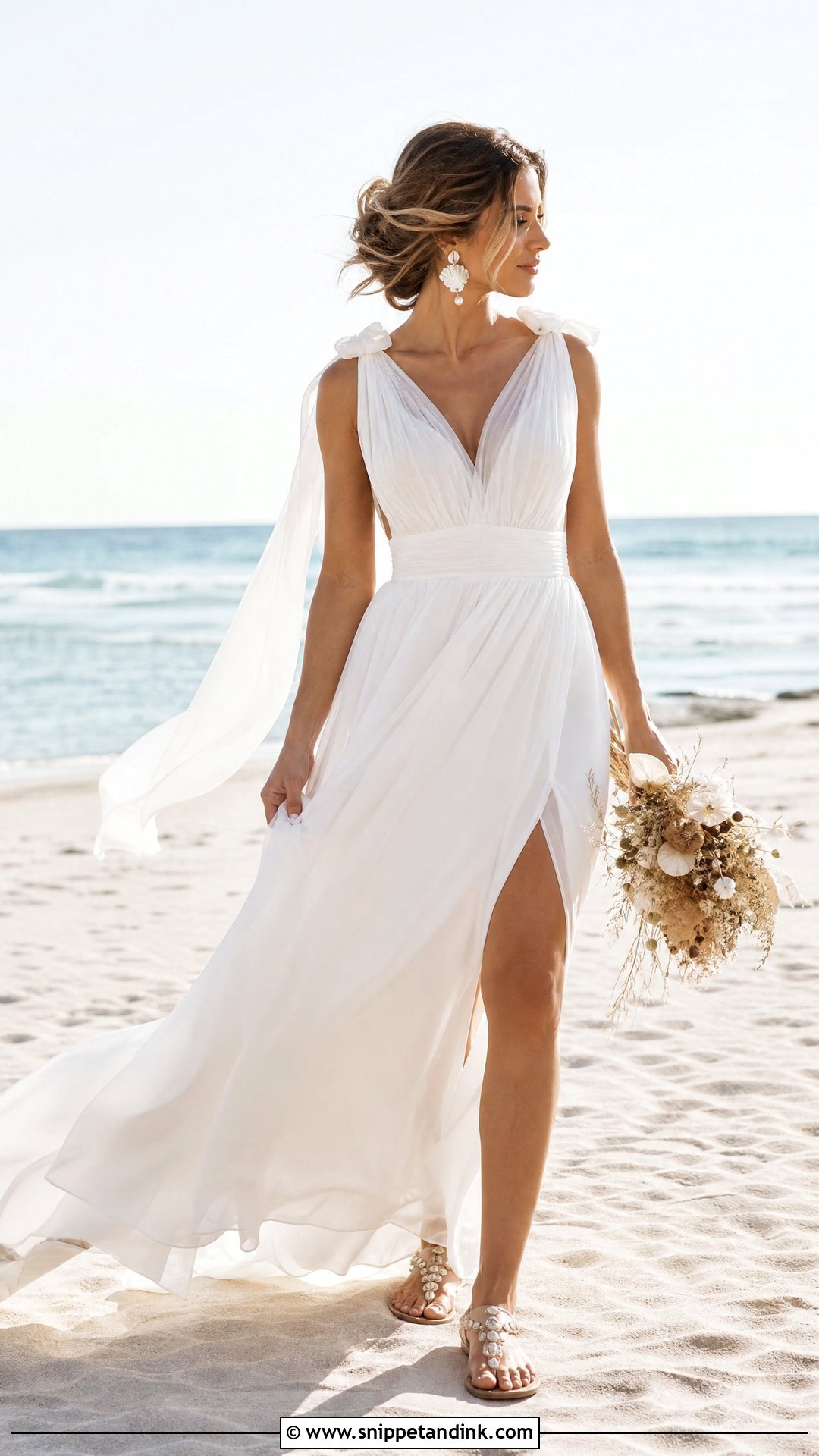 Beach Wedding Dress With Sandals - Snippet and Ink - 25 Relaxed Wedding Dress Ideas