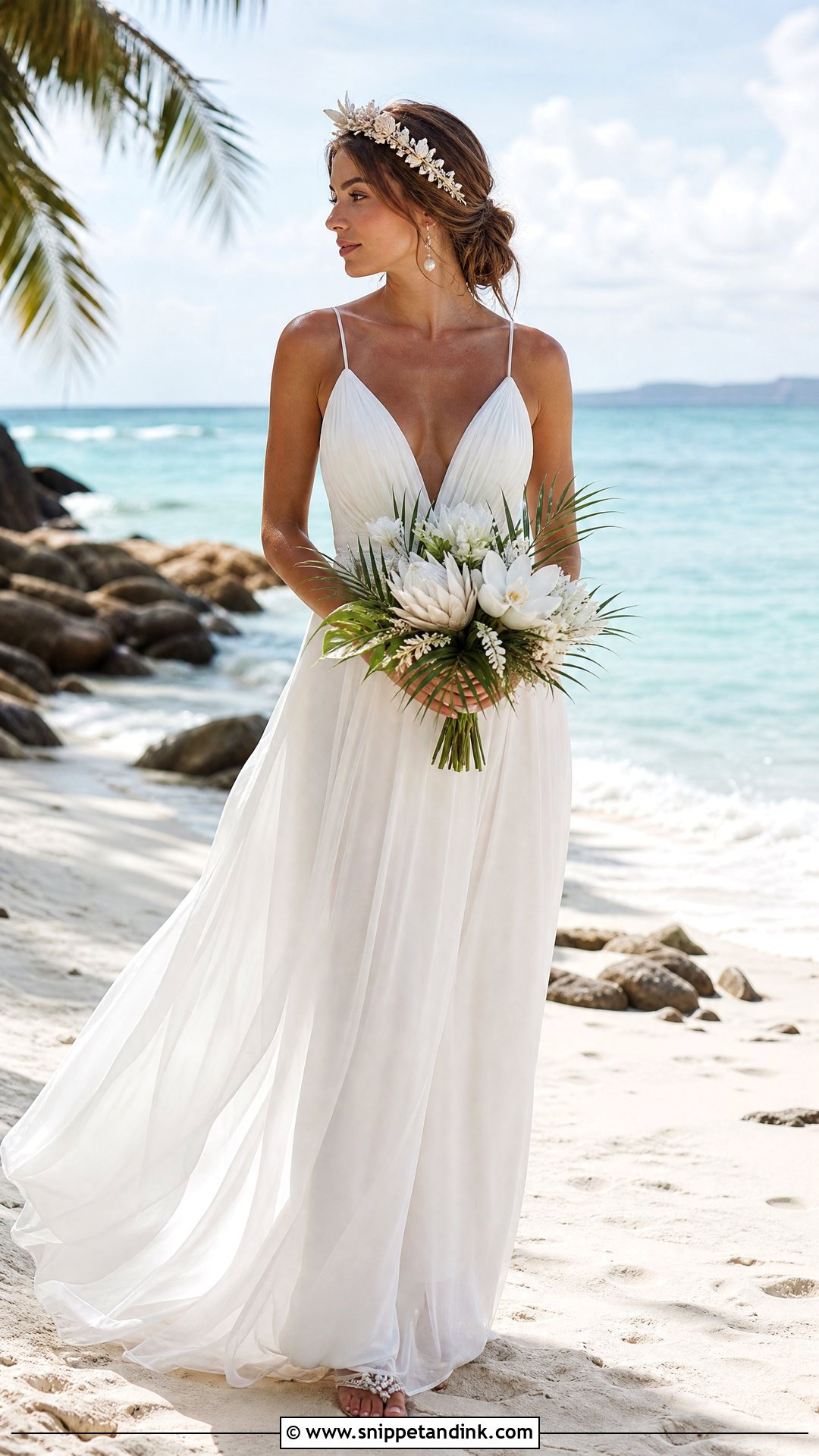 Beach Wedding Dress With Shell Crown - Snippet and Ink - 20 Wedding Dress with Crown Ideas
