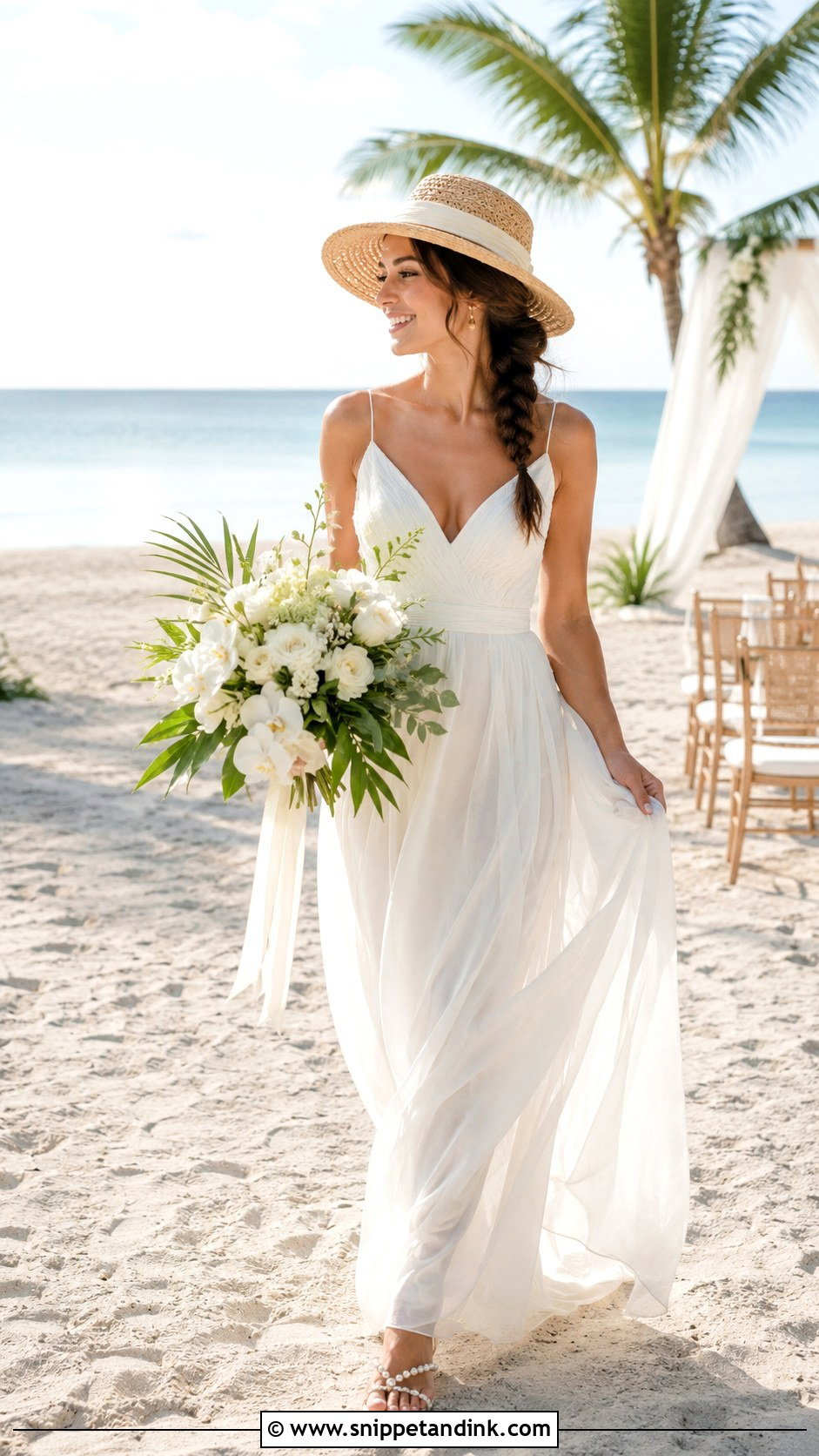 Beach Wedding Dress With Straw Hat - Snippet and Ink - 20 Wedding Dress with Hat Ideas