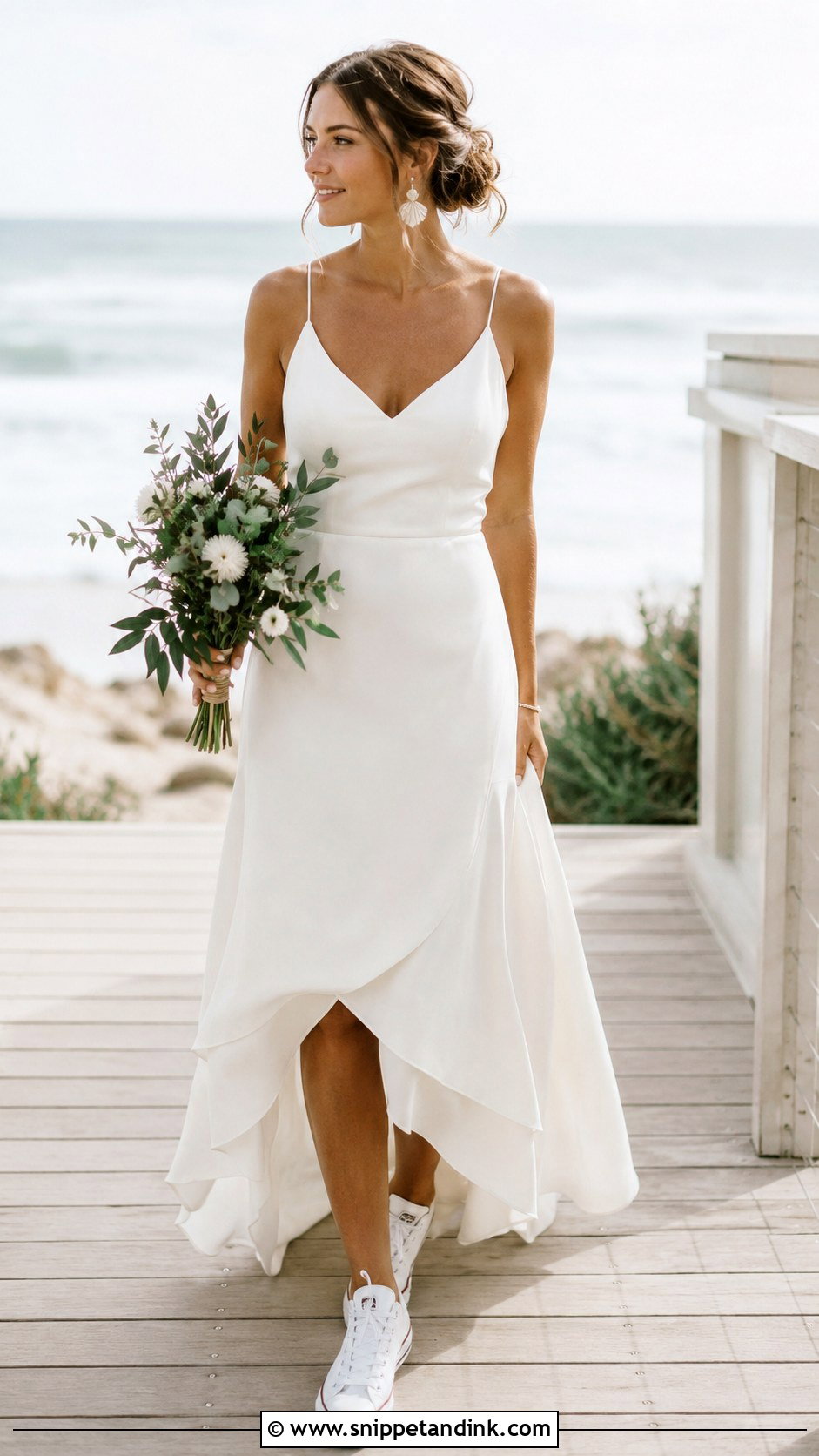 Beach Wedding Dress With White Low Top Converse - Snippet and Ink - 20 Wedding Dress with Converse Ideas