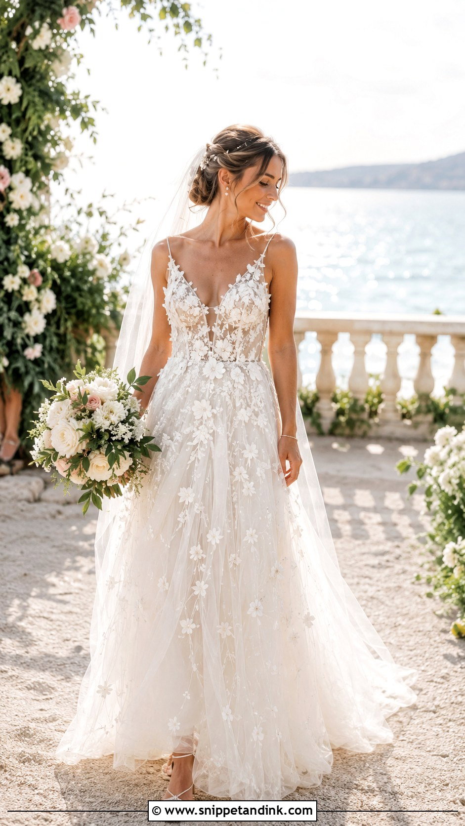 Beach Wedding Floral Applique Dress - Snippet and Ink - 25 Beachy Wedding Dress Ideas