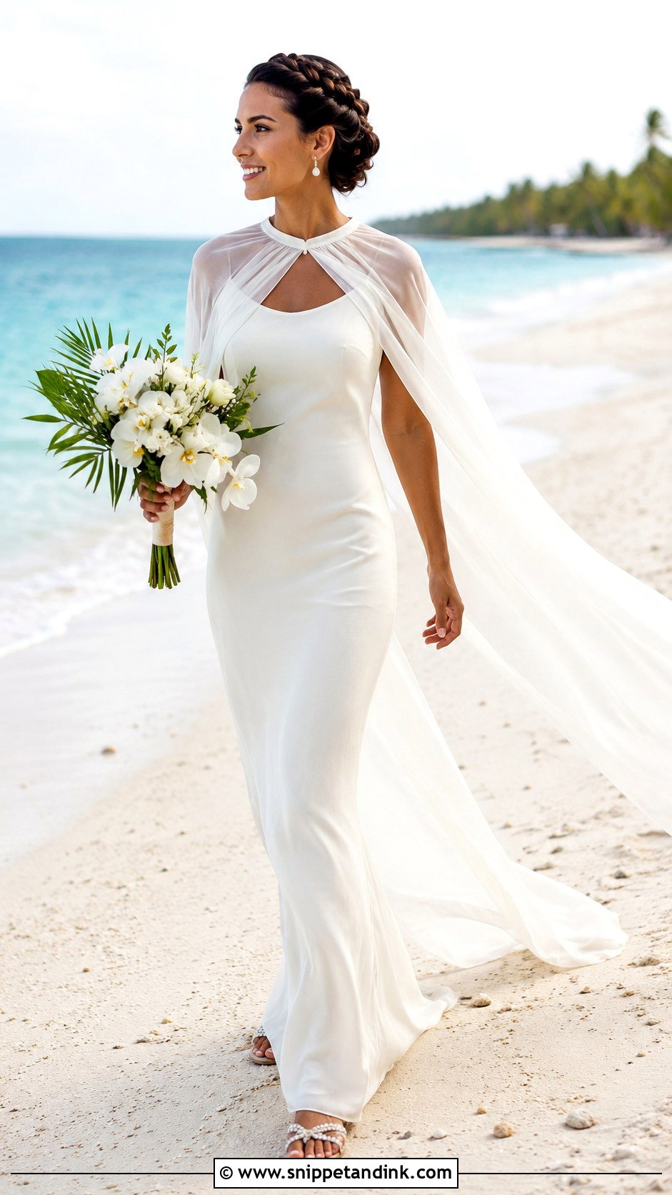 Beach Wedding Gown With Lightweight Cape - Snippet and Ink - 20 Wedding Gown with Cape Ideas