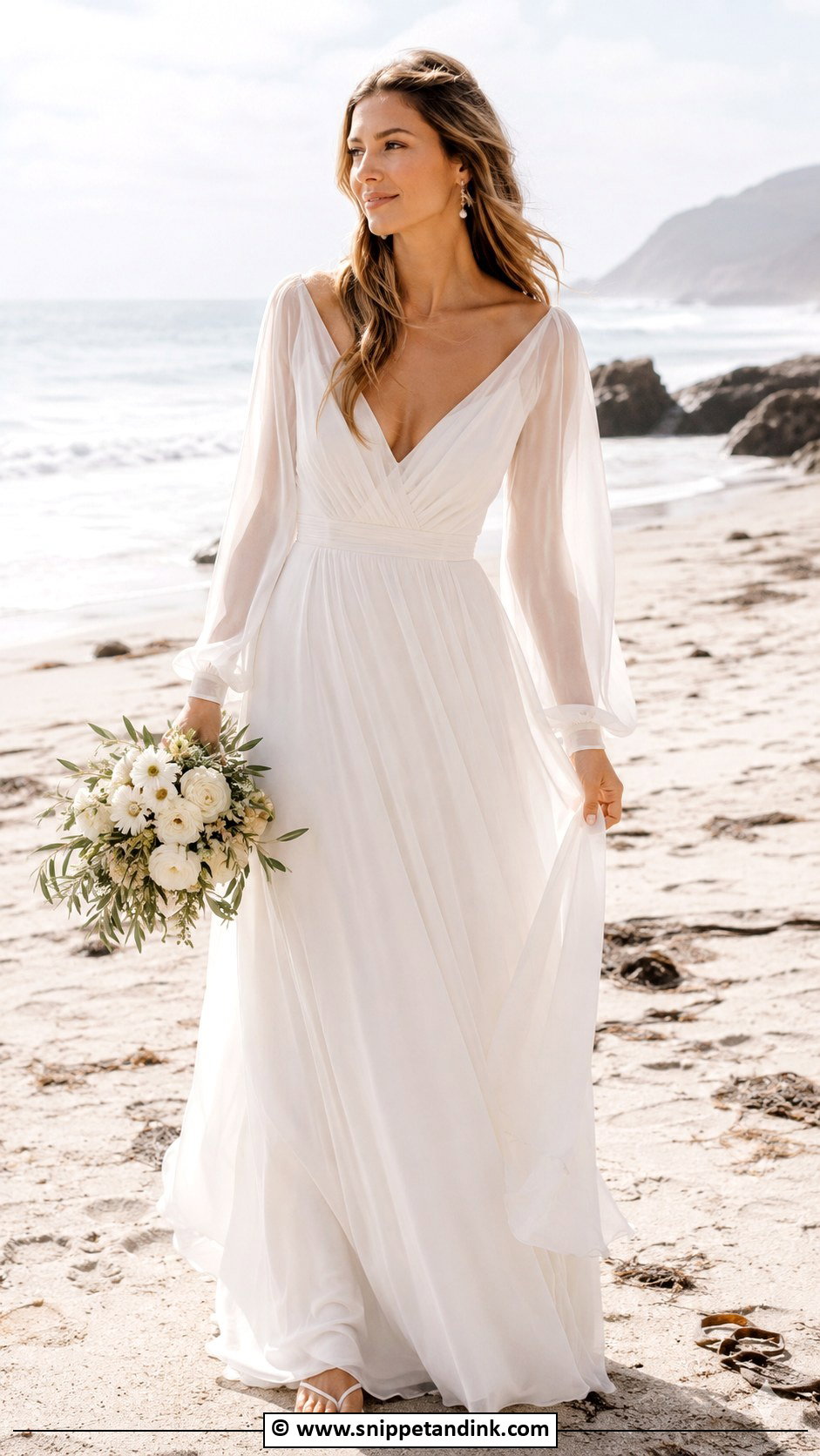 Beach Wedding Gown With Sleeves - Snippet and Ink - 30 Wedding Gowns with Sleeves