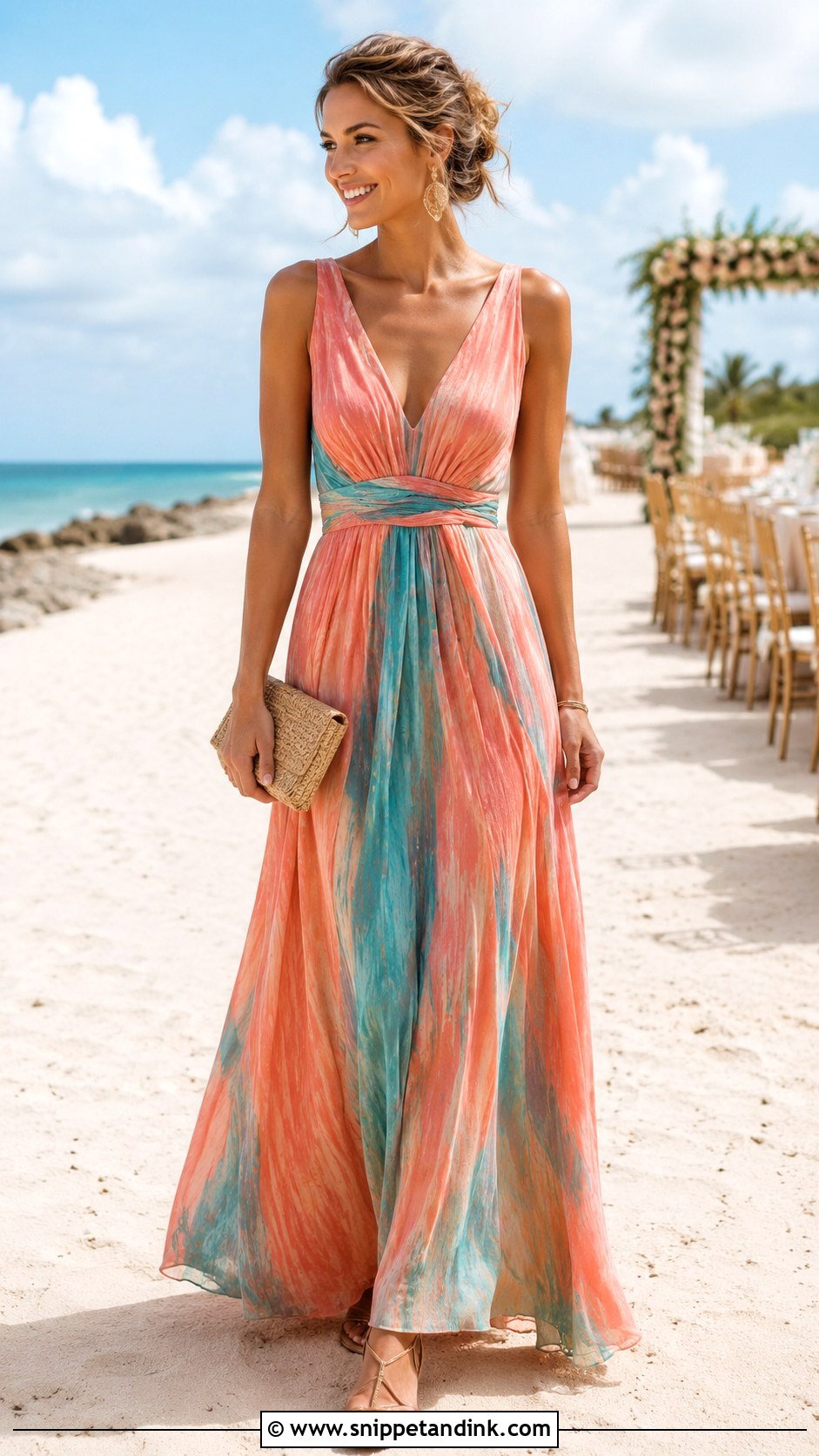 Beach Wedding Guest Maxi Dress Outfit - Snippet and Ink - 25 Wedding Casual Ideas