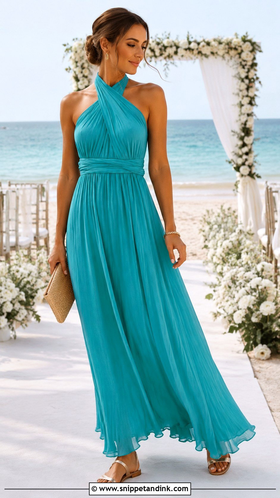 Beach Wedding Halter Dress Outfit - Snippet and Ink - 20 Outfit for Wedding Party Ideas