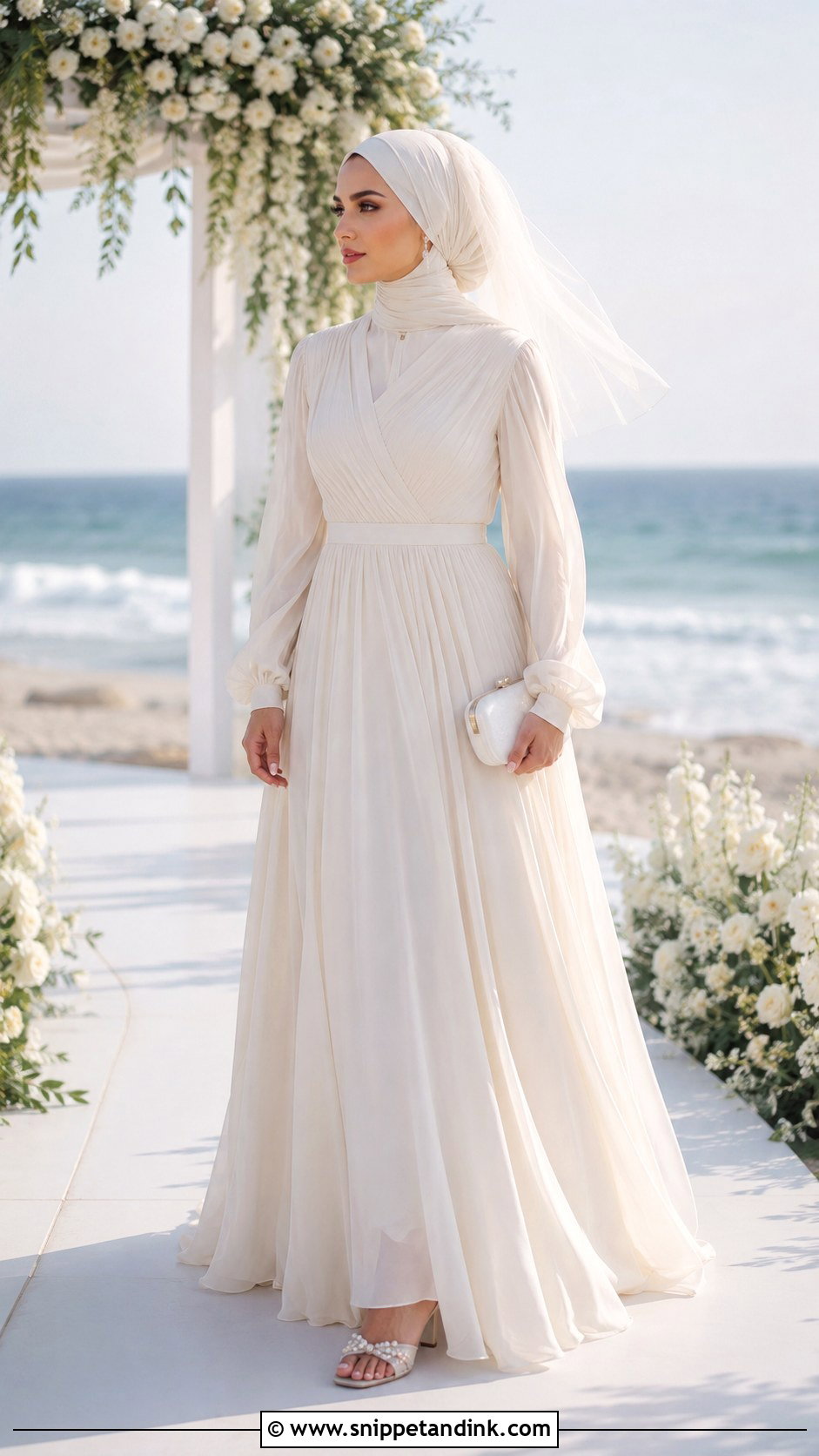 Beach Wedding Hijab Outfit - Snippet and Ink - 20 Hijab in Wedding Ideas