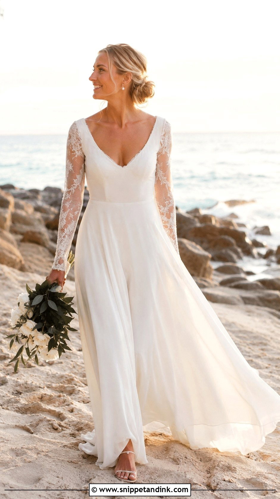 Beach Wedding Long Sleeve Dress - Snippet and Ink - 25 Beachy Wedding Dress Ideas