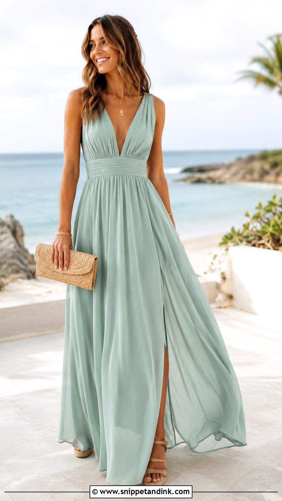 Beach Wedding Maxi Dress Outfit - Snippet and Ink - 25 Siders Wedding Outfits