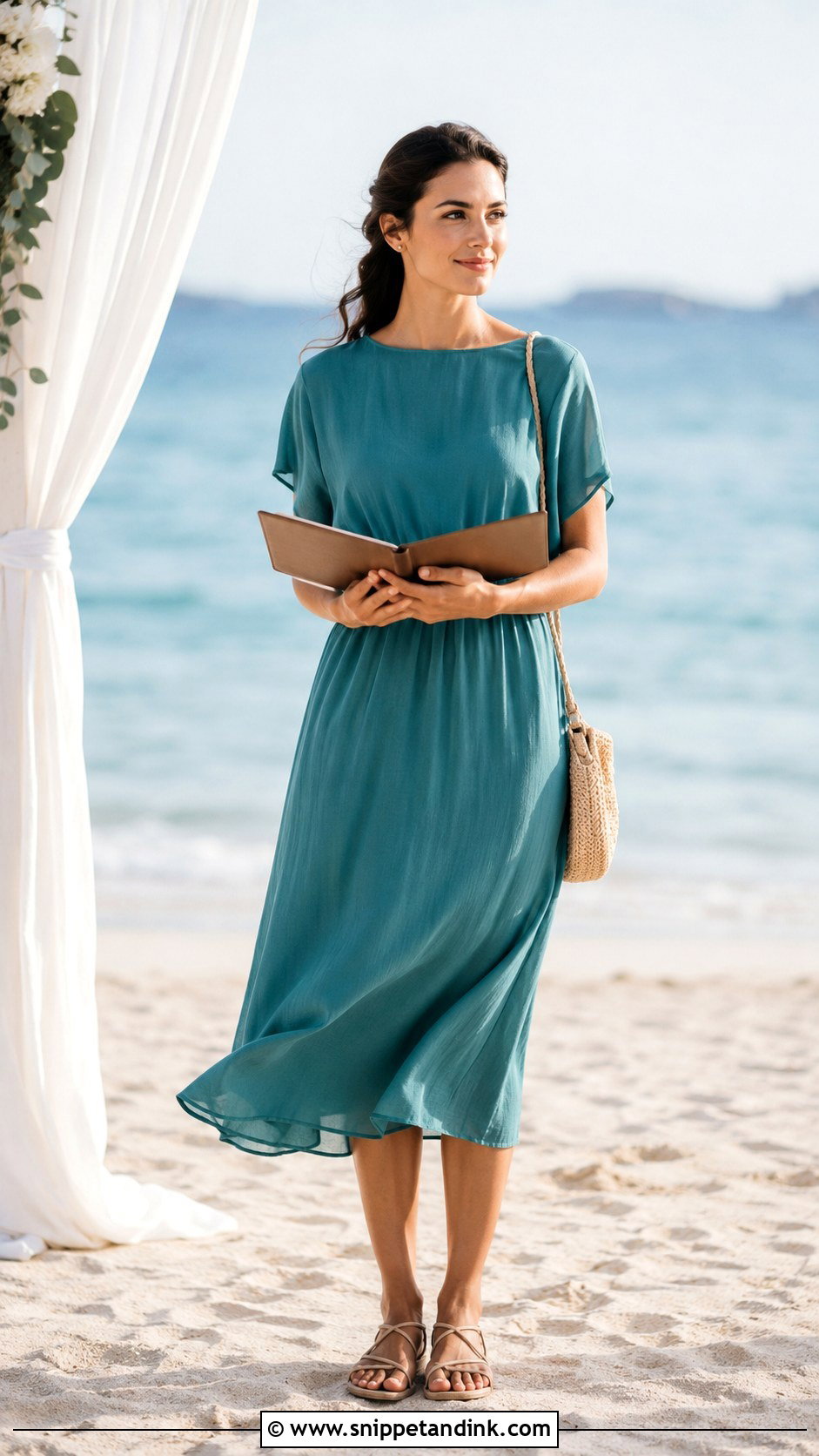 Beach Wedding Officiant Midi Dress - Snippet and Ink - 20 Wedding Officiant Attire Women Ideas
