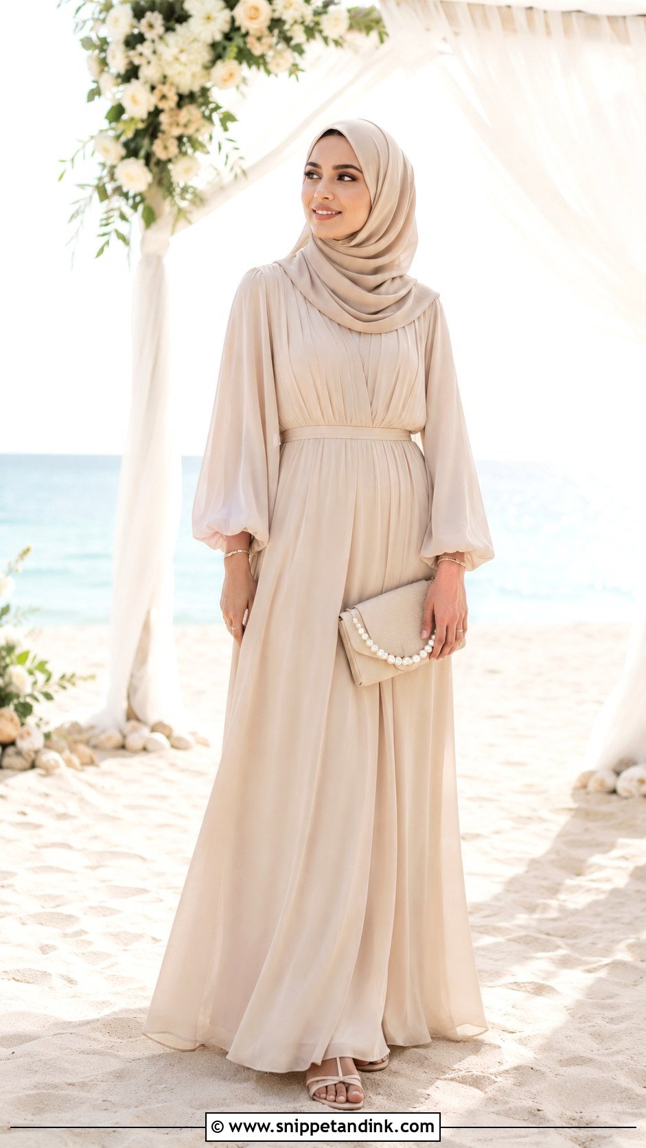 Beach Wedding Outfit With Hijab - Snippet and Ink - 30 Hijab Style for Wedding Ideas