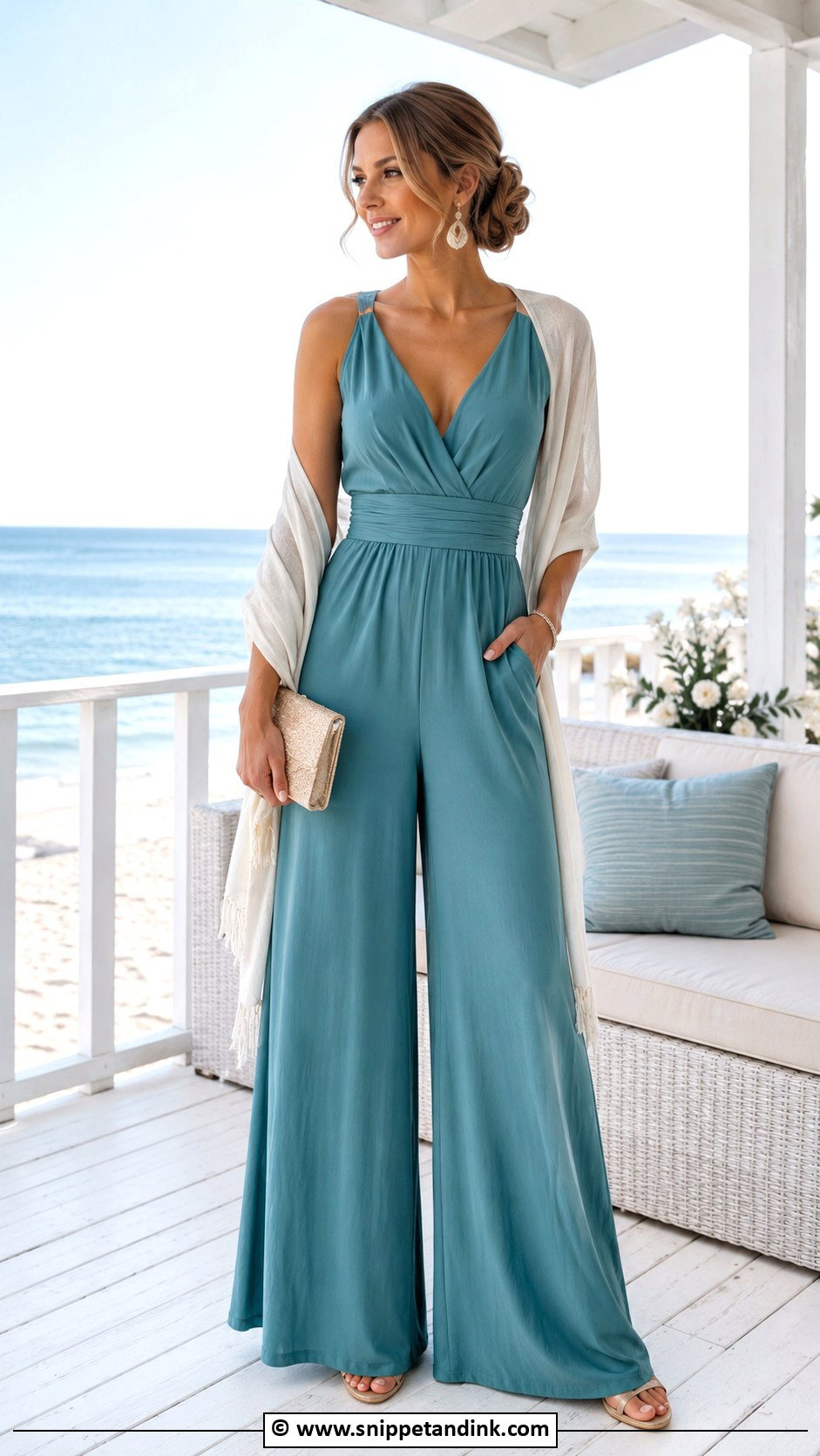 Beach Wedding Palazzo Jumpsuit Outfit - Snippet and Ink - 25 Beach Wedding Attire Ideas