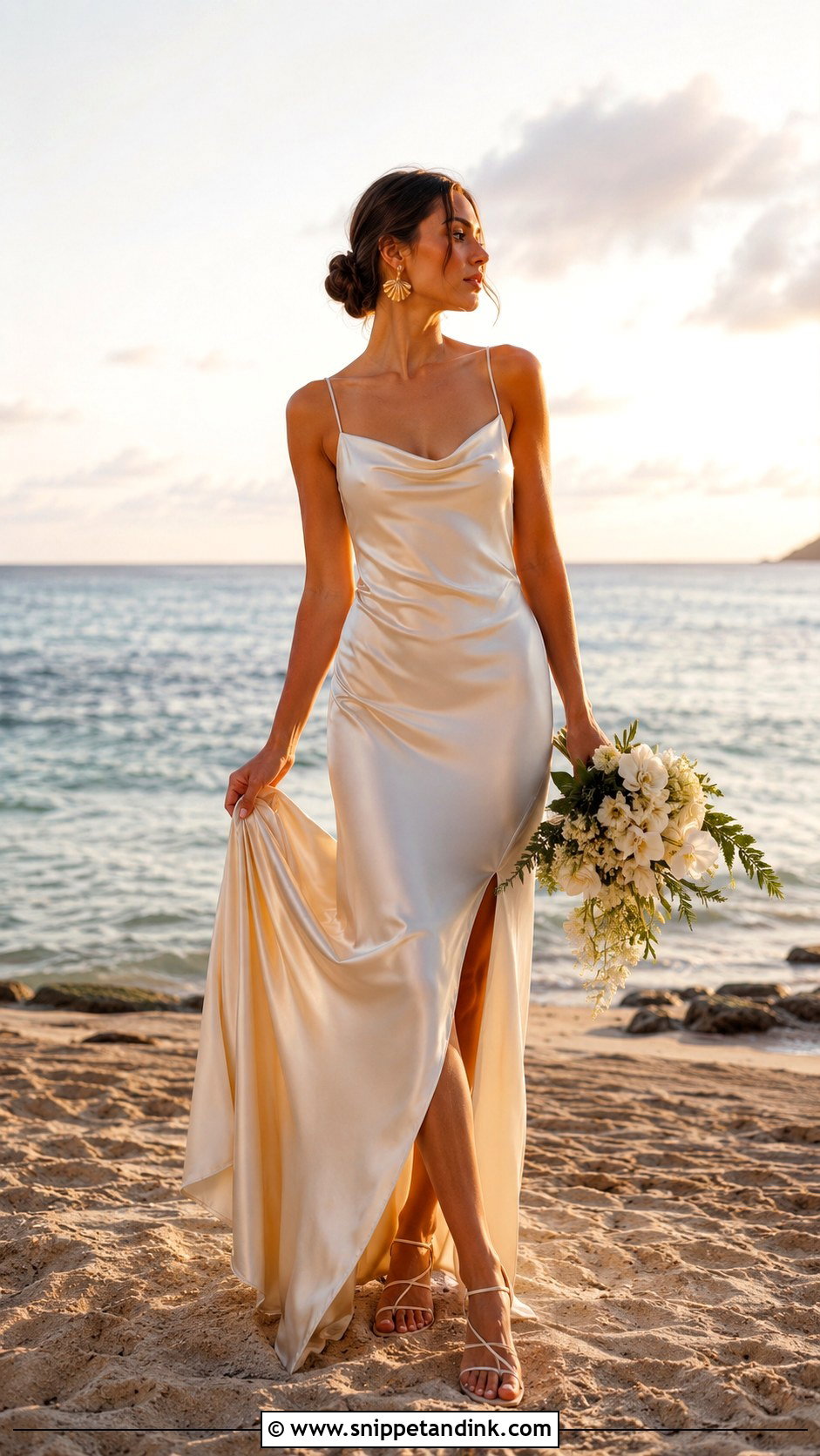 Beach Wedding Satin Dress - Snippet and Ink - 25 Beachy Wedding Dress Ideas