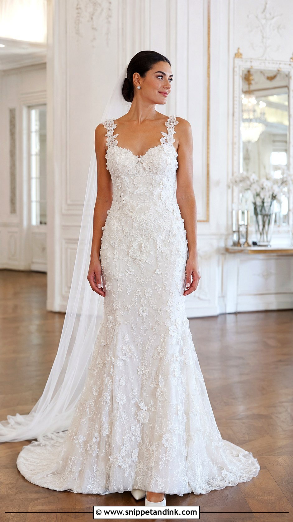 Beaded 3D Lace Wedding Dress - Snippet and Ink - 20 3D Lace Wedding Dress Ideas