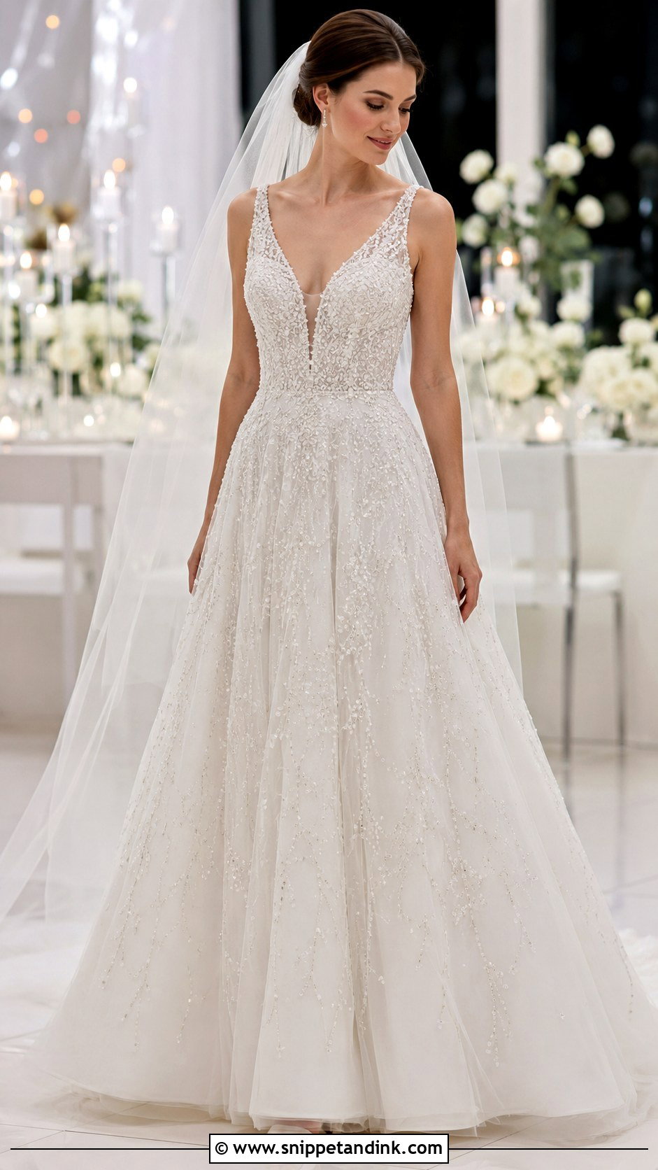 Beaded A Line Bridal Gown - Snippet and Ink - 25 A Line Bridal Gowns